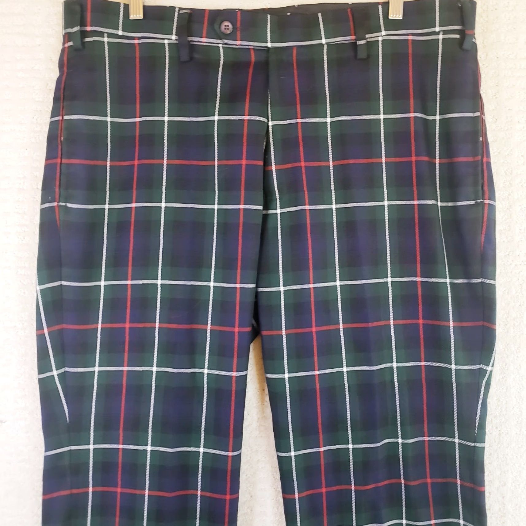 Etro Murray Golf By Broadsword Mens Multi Color Retro Plaid Pants 40x27 Regular Straight Front Hipster Preppy Golf Pants Colors Size US 40 / EU 56 - 2 Thumbnail