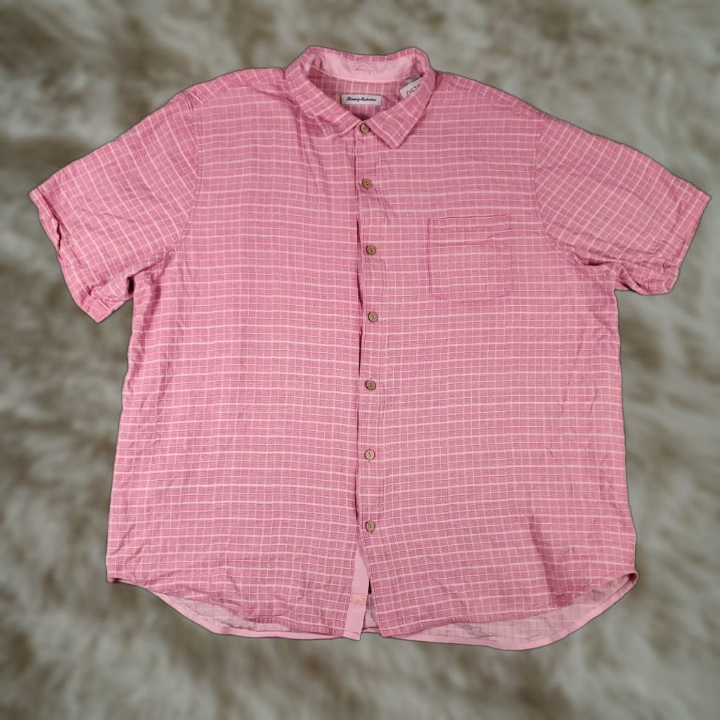 Tommy Bahama Tommy Bahama Shirt Mens 3XLT Pink Plaid Silk Button Up Short Sleeve Size US XXL / EU 58 / 5 - 1 Thumbnail