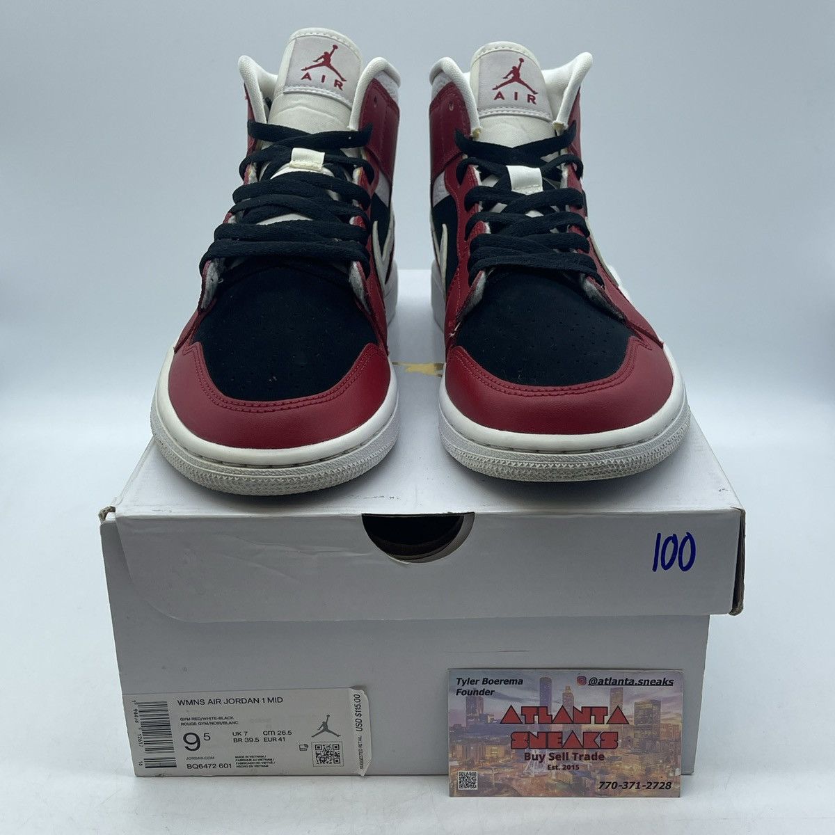 Jordan Brand Air Jordan 1 mid gym red black Size US 9.5 / IT 39.5 - 2 Thumbnail