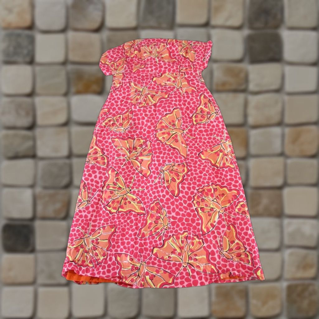 Lilly Pulitzer Lilly Pulitzer Dress Halter Womens XS Pink Orange Butterfly Spotted Size XS / US 0-2 / IT 36-38 - 1 Thumbnail