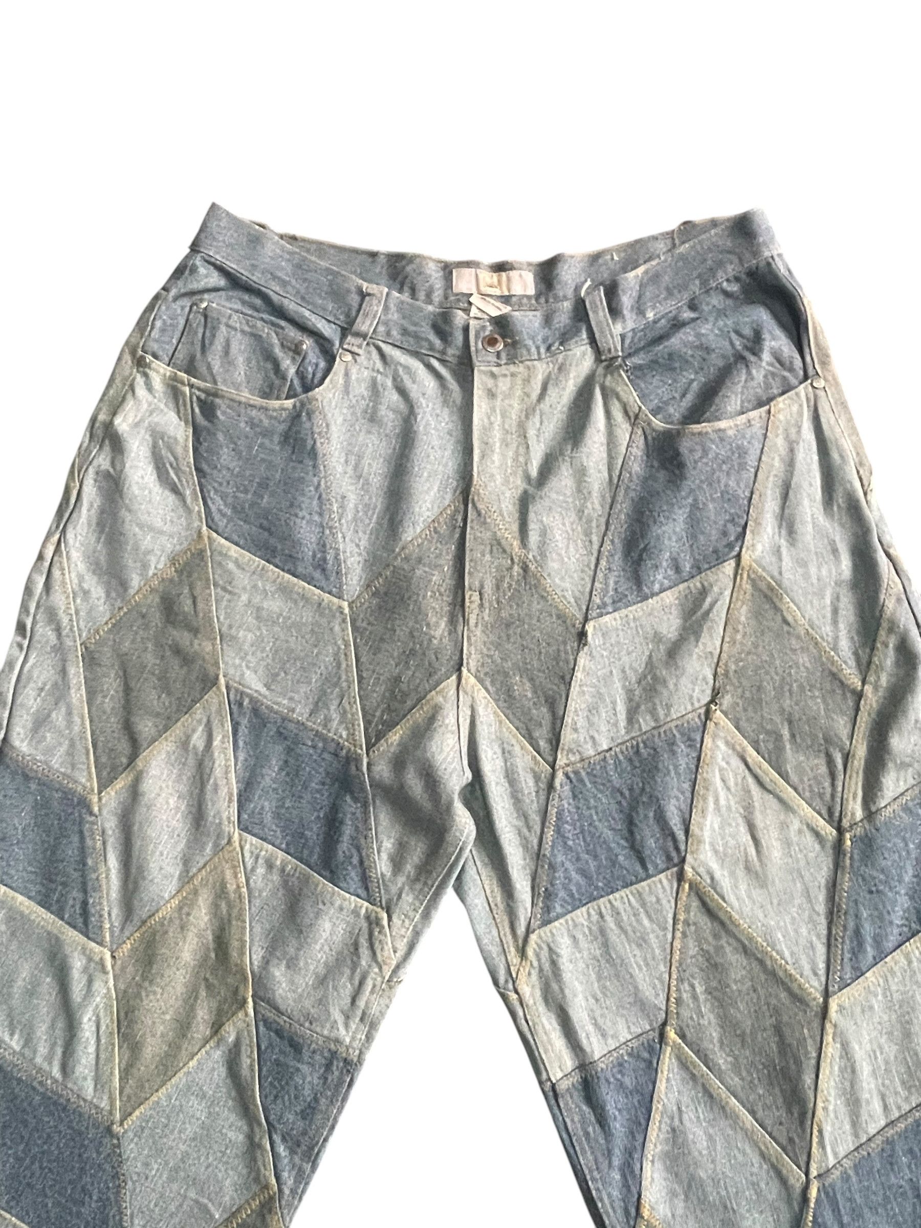 Indigo Indigo Gold Custom Patched Denim Size US 41 - 2 Thumbnail