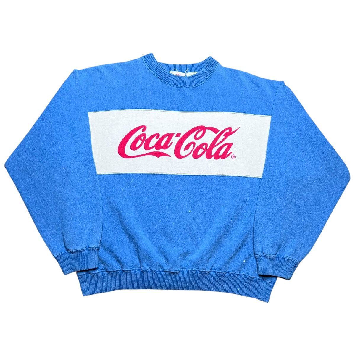 Coca Cola Vtg 1980s Coca-Cola Logo Spell Out Tricolor Blue Sweatshirt Size US L / EU 52-54 / 3 - 1 Thumbnail