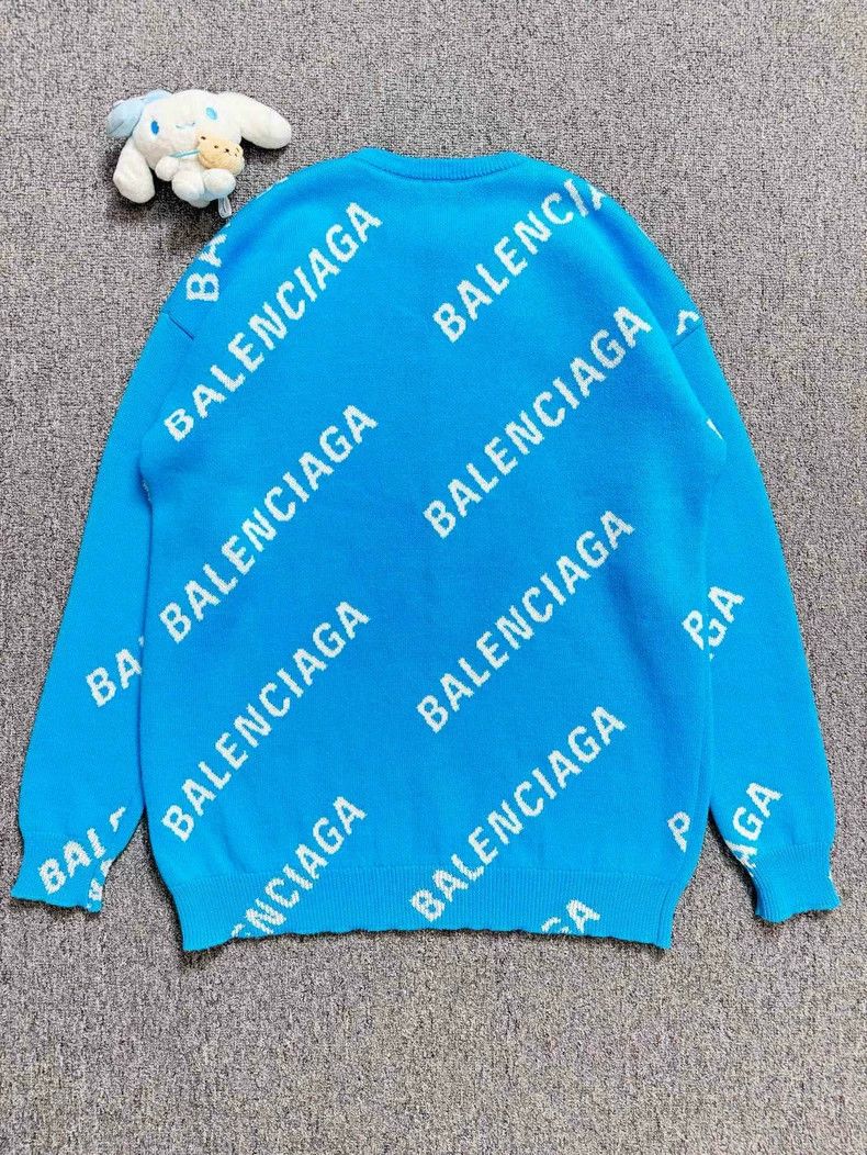 Balenciaga Balenciaga Blue bullet-screen logo knit sweater 2502