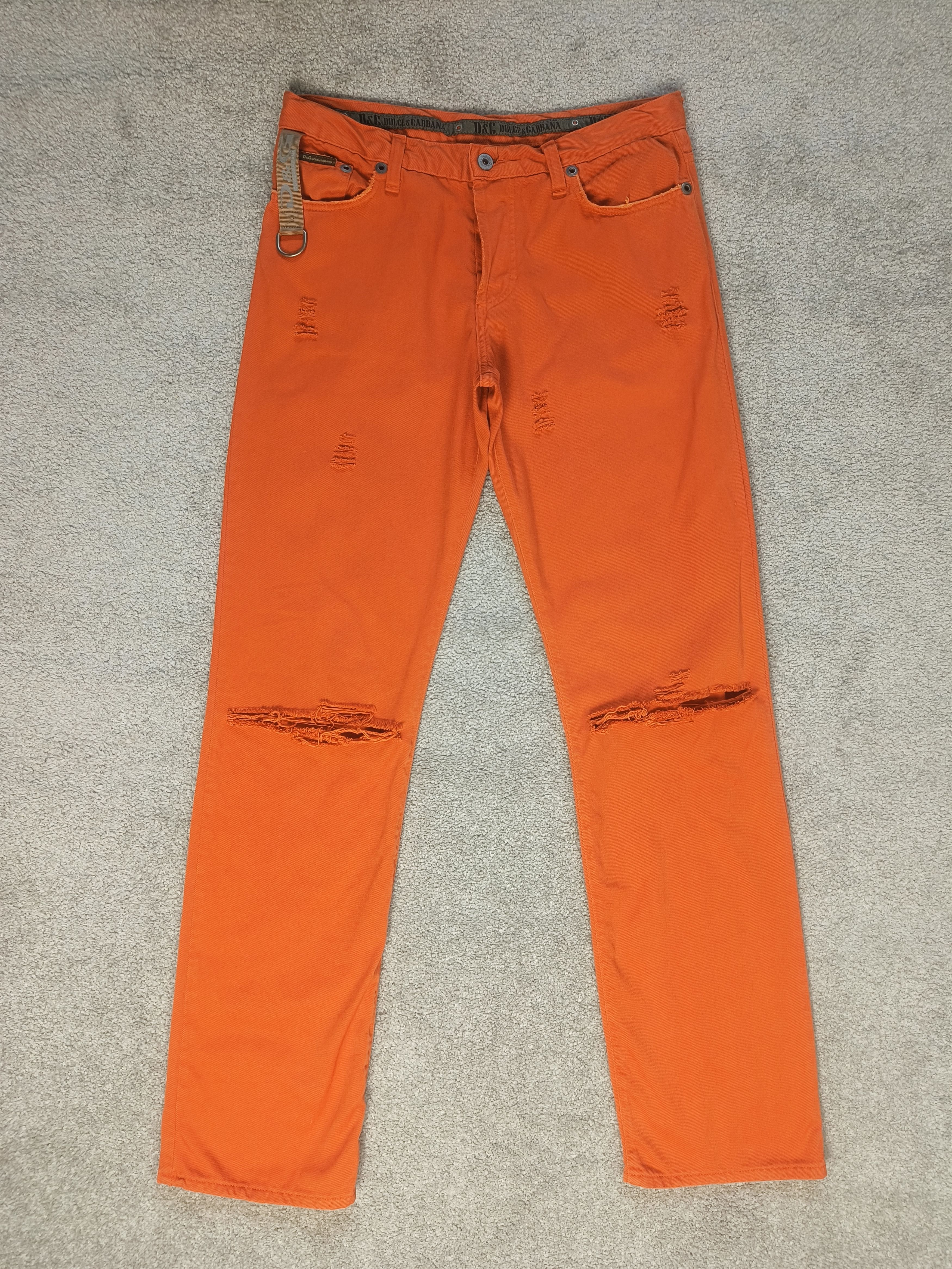 Dolce & Gabbana Dolce & Gabbana 2000s Orange Distressed Denim Jeans Size US 34 / EU 50 - 2 Thumbnail
