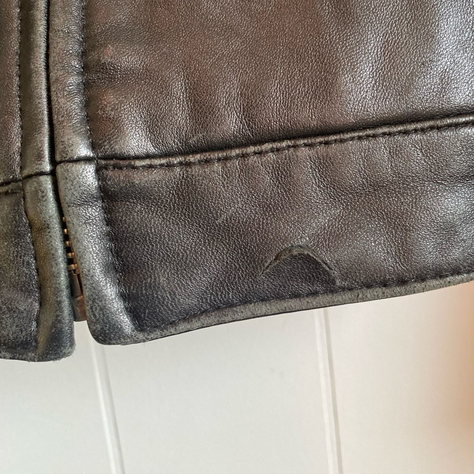Other Vintage Moda International Black Leather Motorcycle Jacket Size L / US 10 / IT 46 - 6 Thumbnail