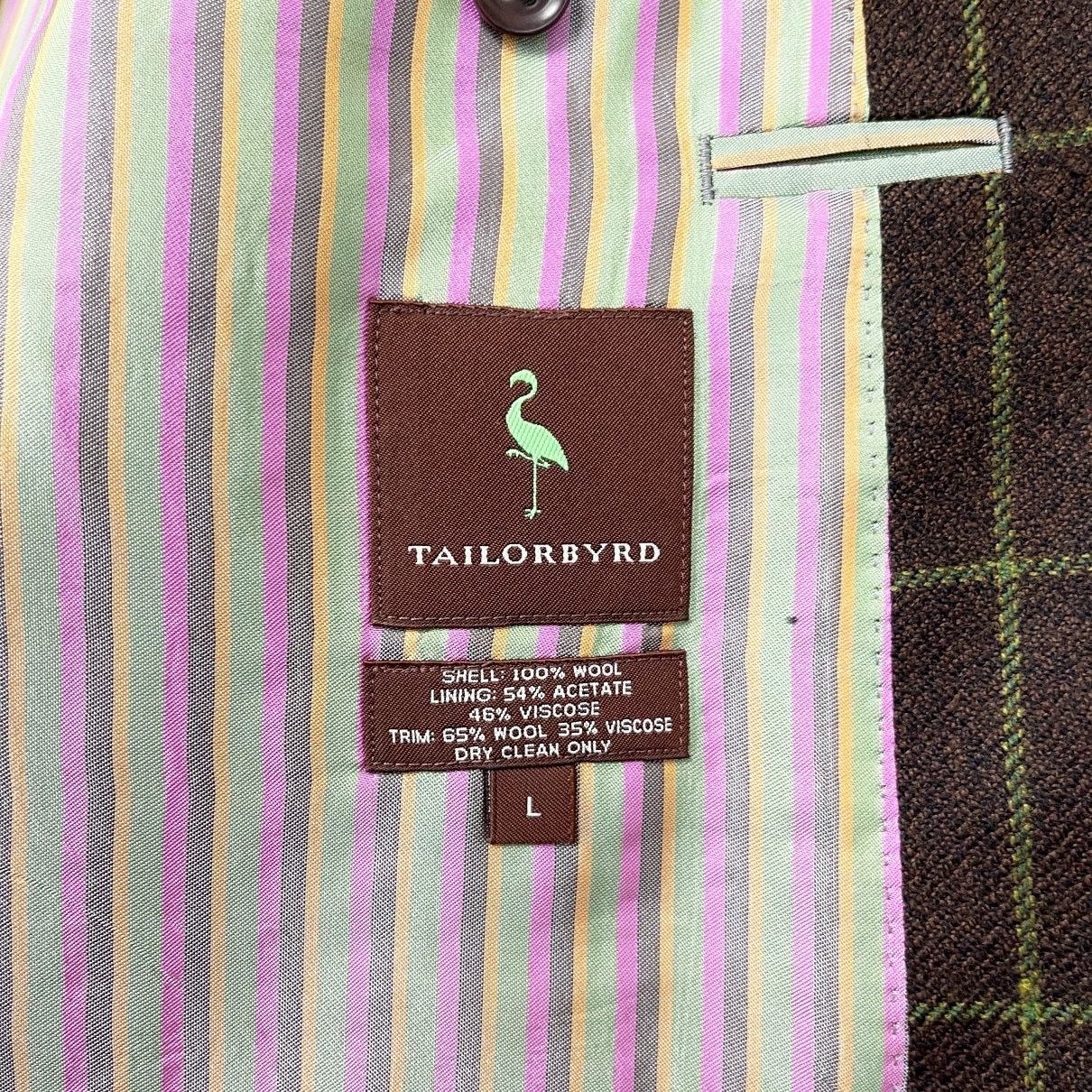 Tailorbyrd TailorByrd Flannel Windowpane Sport Coat Brown Mens L Size 40R - 8 Thumbnail