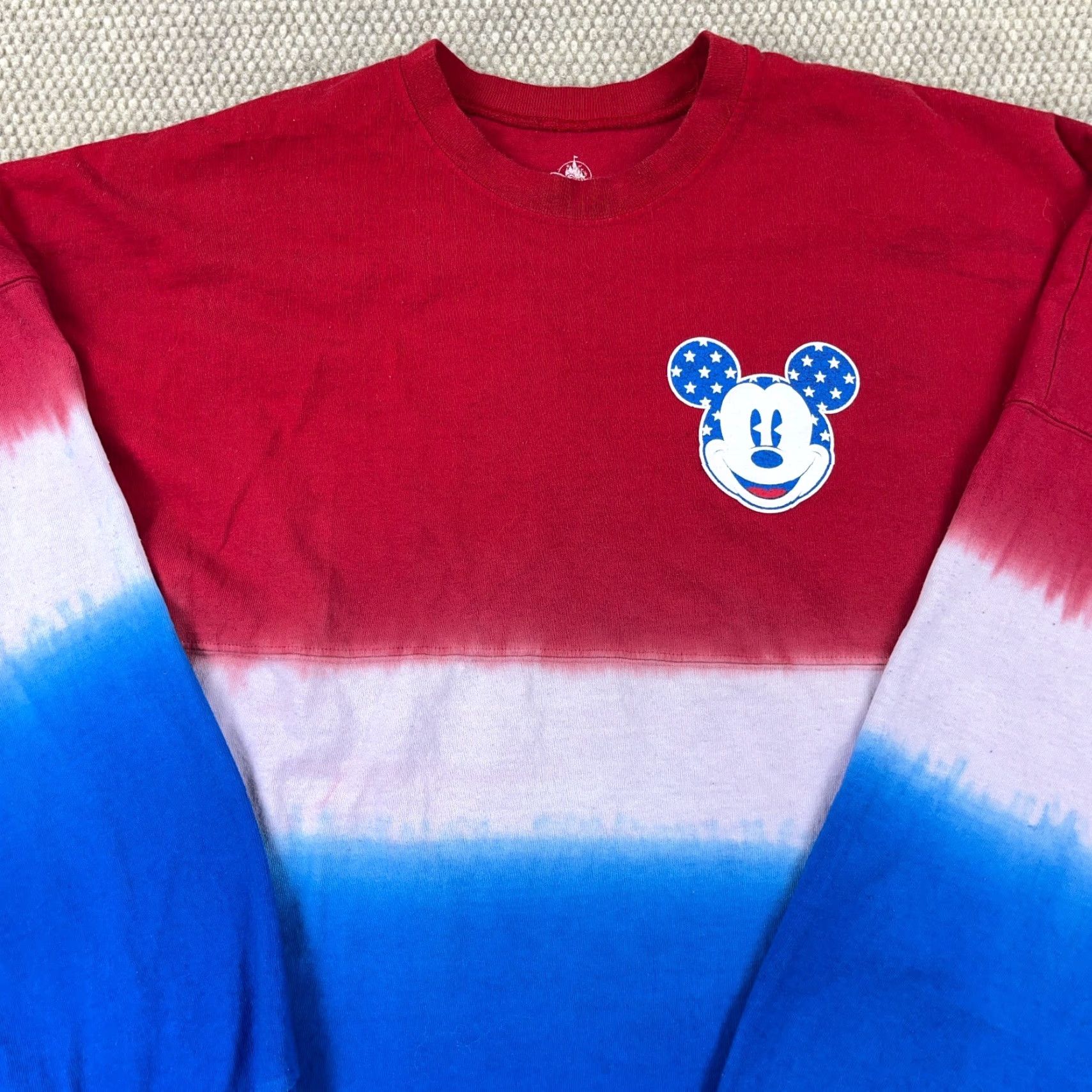 Disney VINTAGE Disney Women XXL Crew Neck T-Shirt Casual Spirit Jersey Red White Blue Mickey Spellout Fall Winter Size XXL / US 16-18 / IT 52-54 - 2 Thumbnail