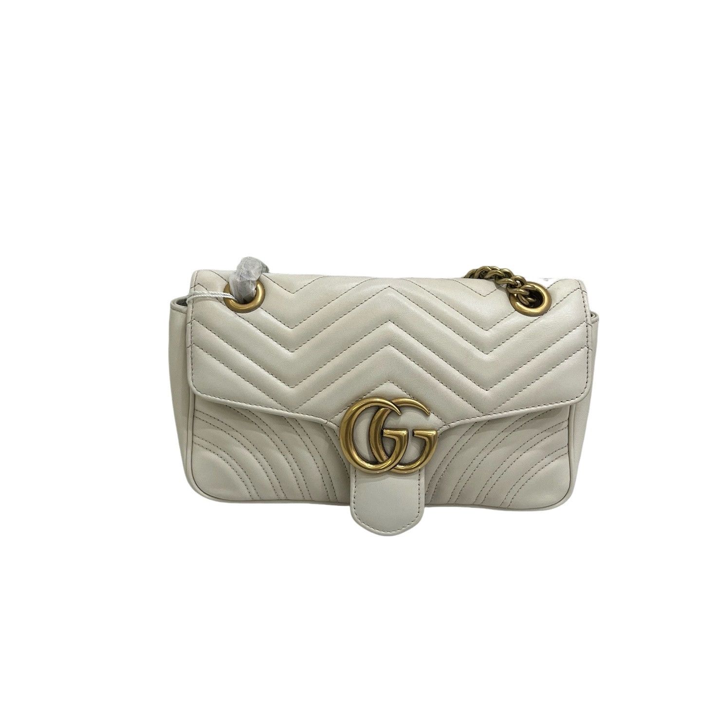 Gucci Gucci GG Marmont Matelasse White Leather Shoulder Bag Size ONE SIZE - 1 Thumbnail