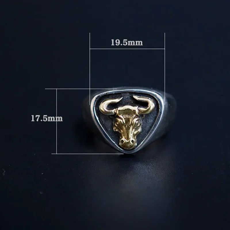 Jewelry × Vintage Thai Silver Bull Men's Ring Adjustable Size ONE SIZE - 4 Thumbnail
