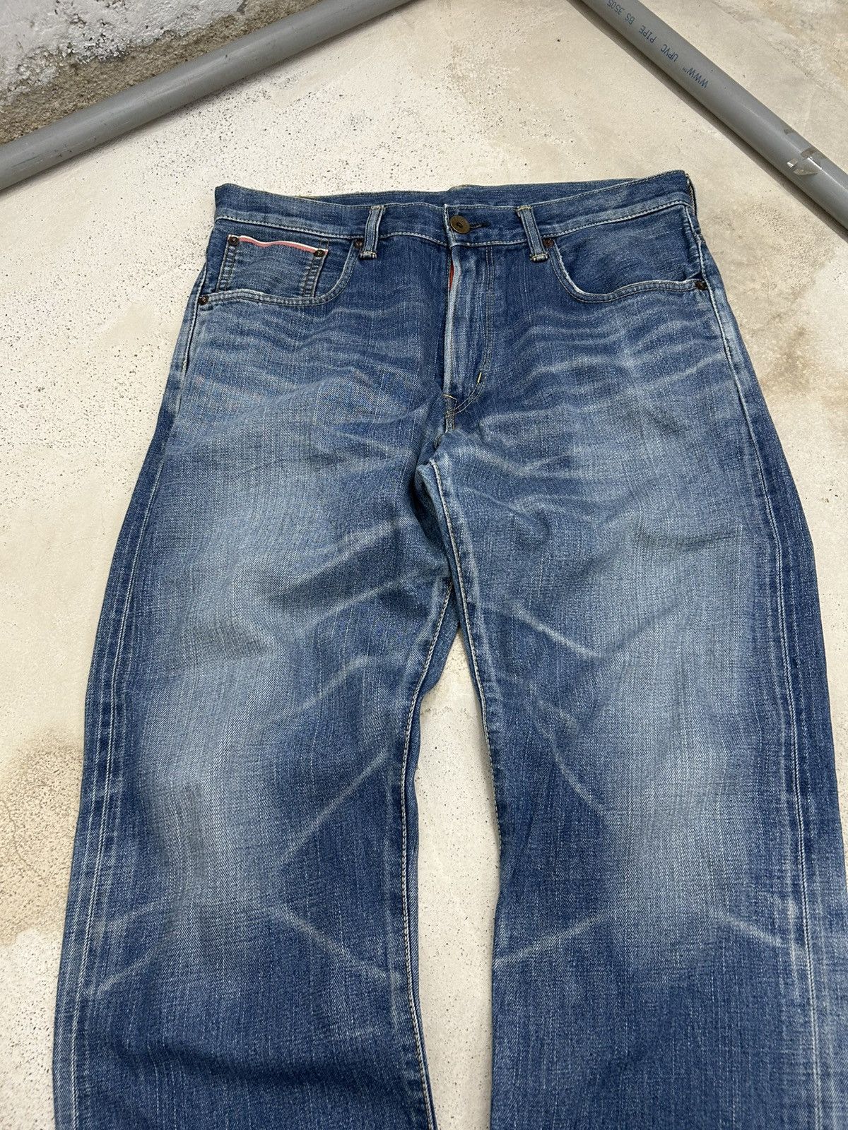Edwin Edwin 505z Selvedge Buckle Back Baggy Denim Orange Tab Size US 35 - 6 Thumbnail