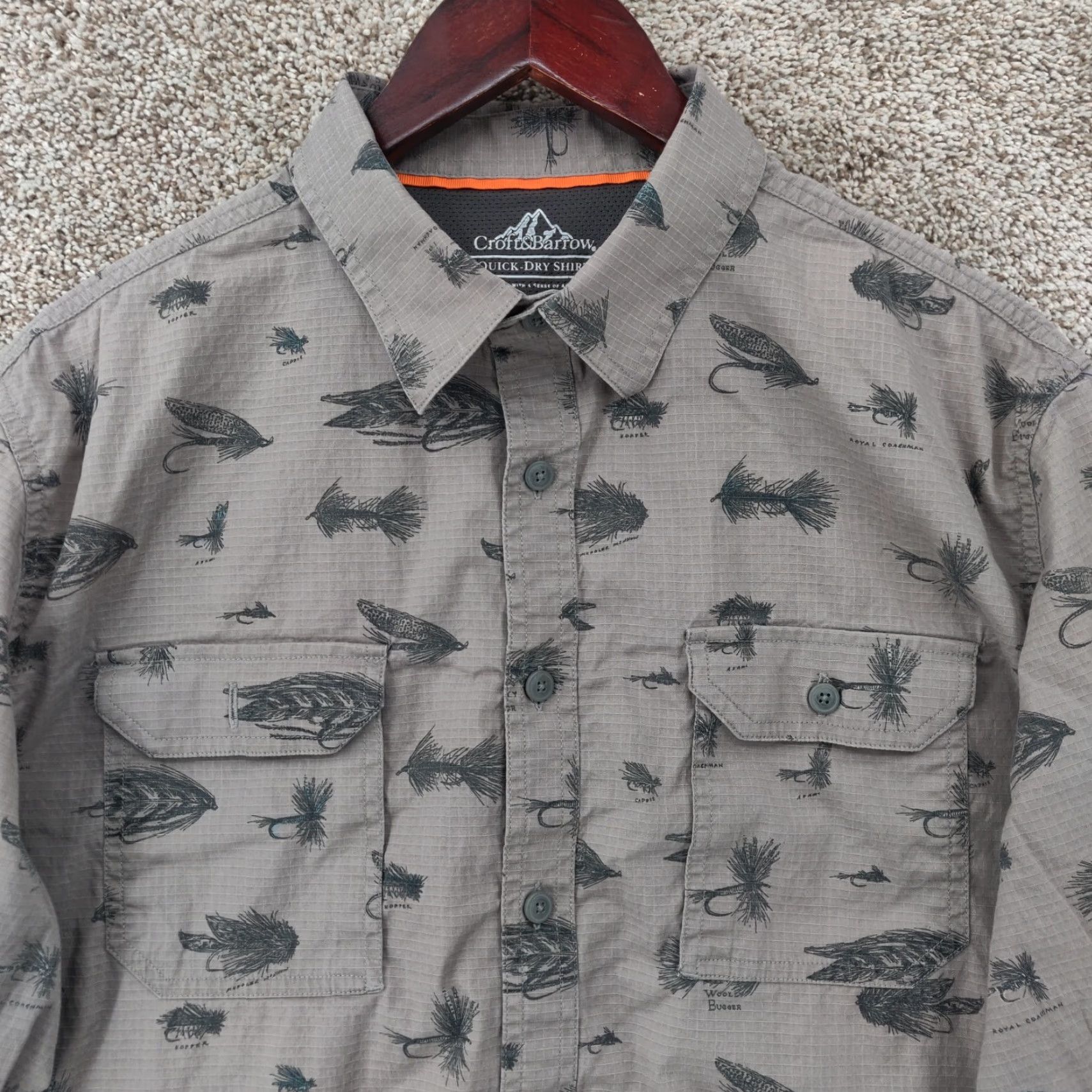 Croft & Barrow Croft & Barrow Quick Dry Shirt Mens Large Gray Geometric Outdoor Long Sleeve Button-Up Size US L / EU 52-54 / 3 - 2 Thumbnail