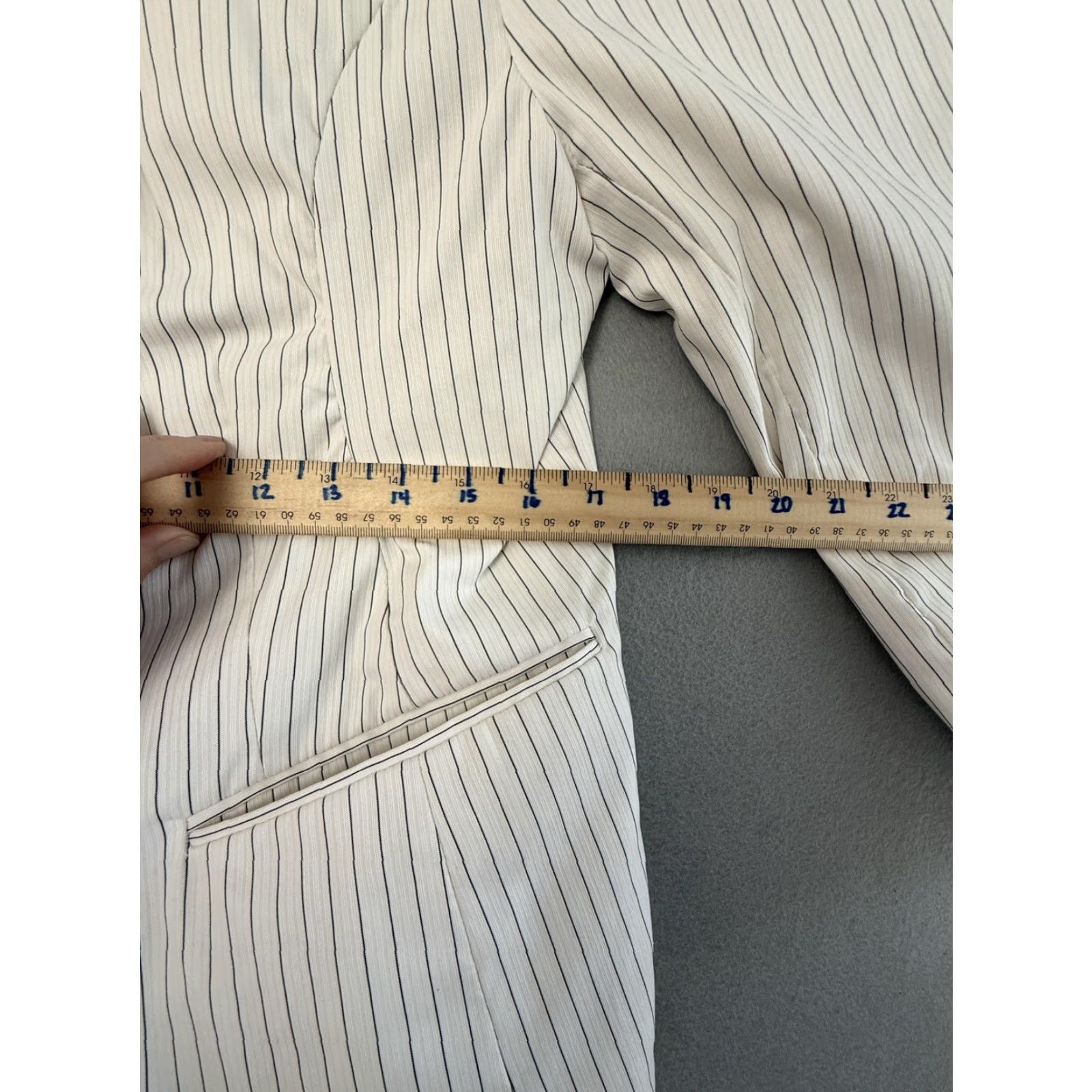 Vintage Lane Bryant Blazer Jacket Womens 18 White Pinstripe One-Button Stretch Plus - Business Workwear No N/A Size XXL / US 16-18 / IT 52-54 - 7 Thumbnail
