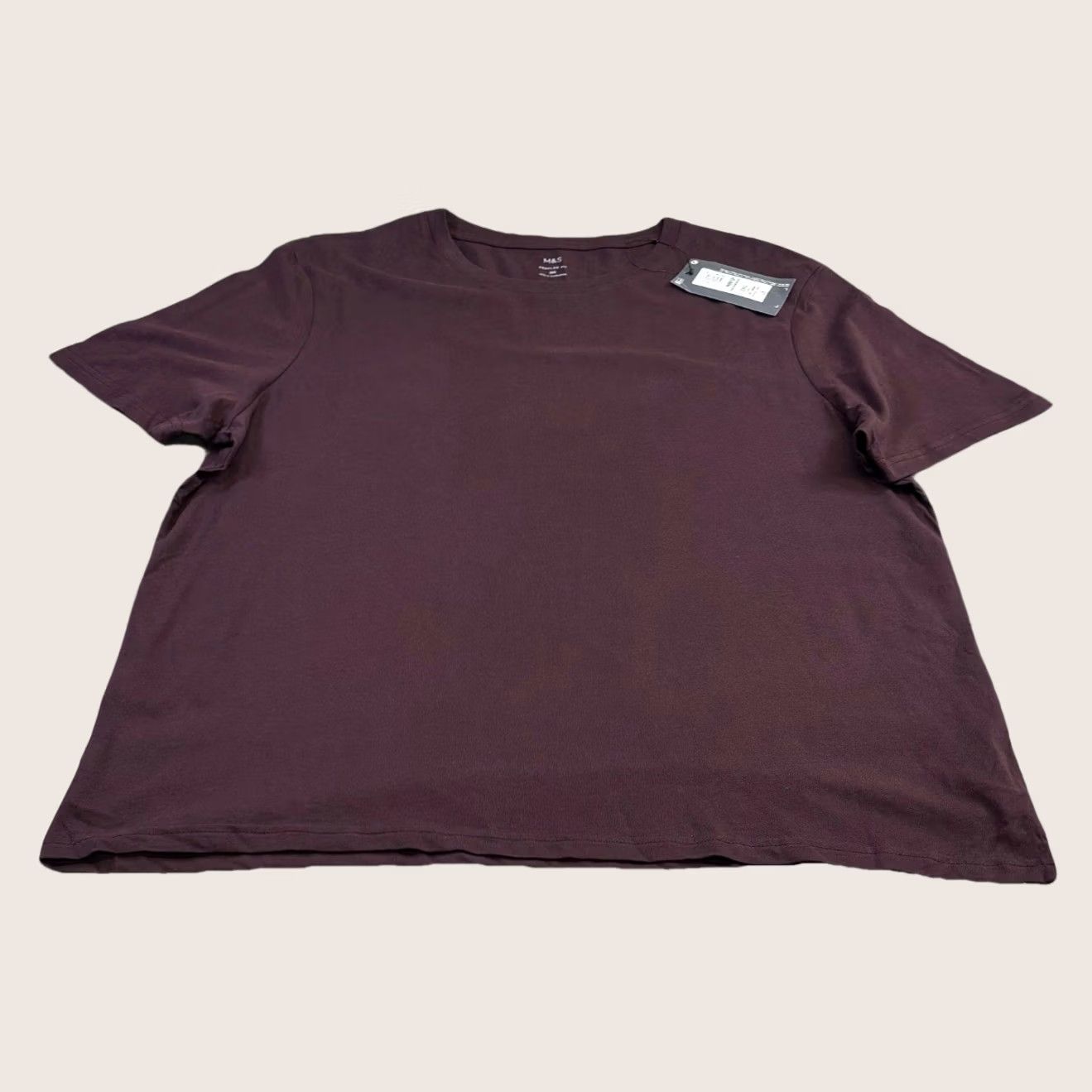 Marks & Spencer M&S T Shirt 2XL Regular Fit Mens Dark Burgundy New With Defects XXL 47-49in Size US XXL / EU 58 / 5 - 1 Thumbnail