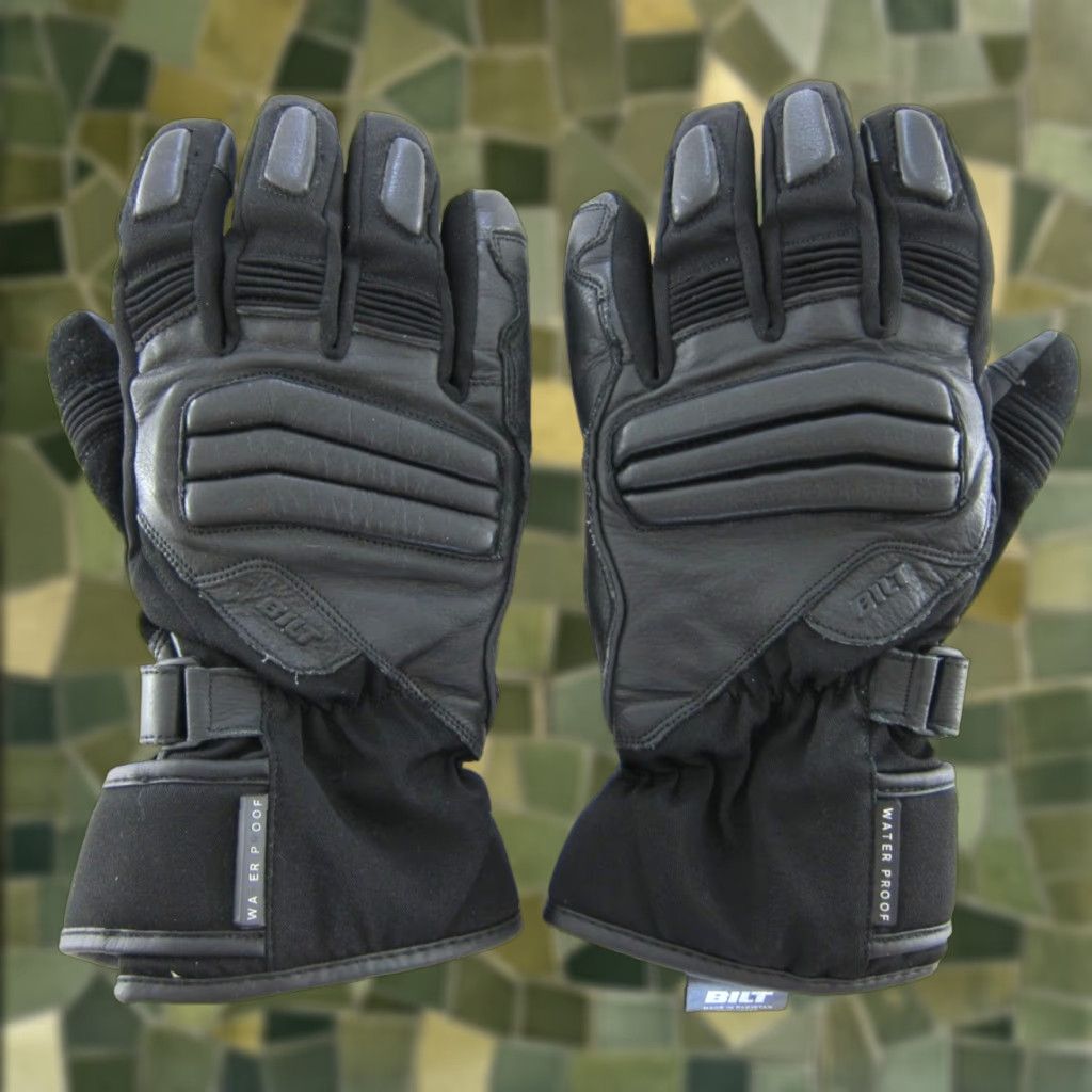 Vintage Bilt Motorcycle Glove Men Medium Black Leather Waterproof Padded Wrist Insulated Velcro Winter Casual Style: Glove Size ONE SIZE - 1 Thumbnail
