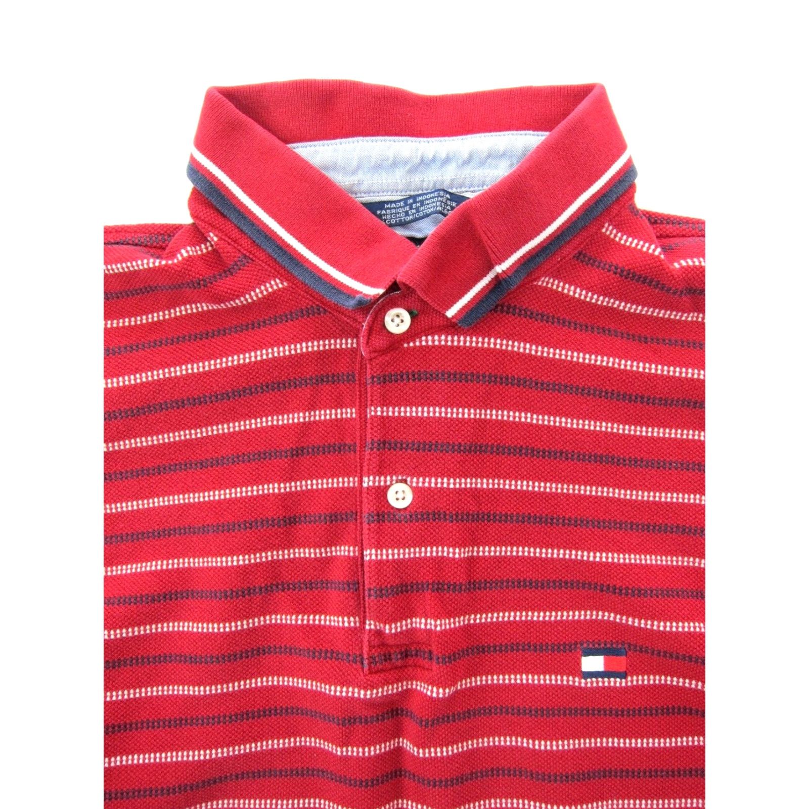 Tommy Hilfiger Vtg Tommy Hilfiger Polo Shirt Striped Long Sleeve Cotton Red Men XL Size US XL / EU 56 / 4 - 5 Thumbnail