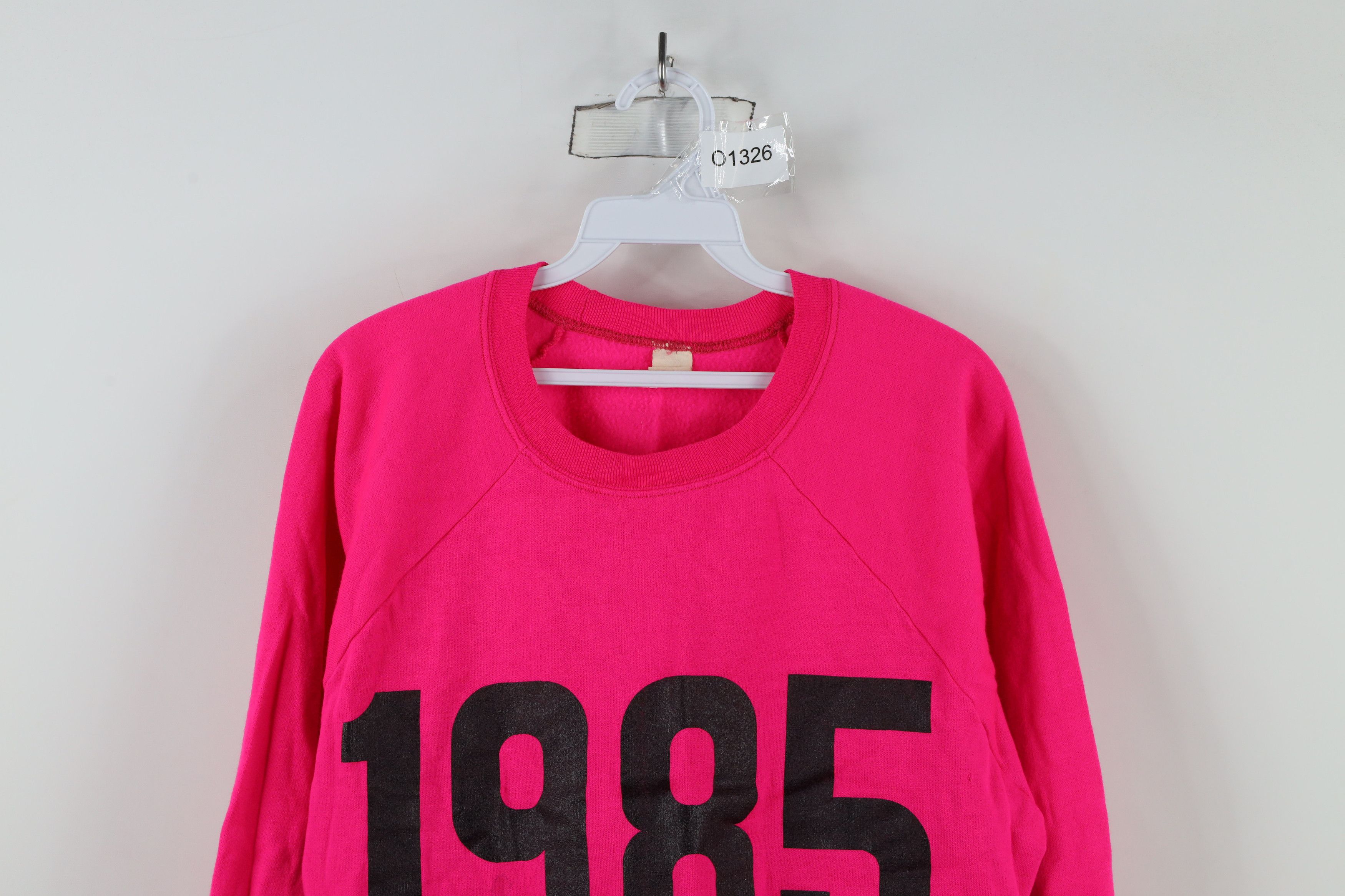 Vintage Vintage 80s Streetwear Block Number Sweatshirt Neon Pink USA Size M / US 6-8 / IT 42-44 - 2 Thumbnail