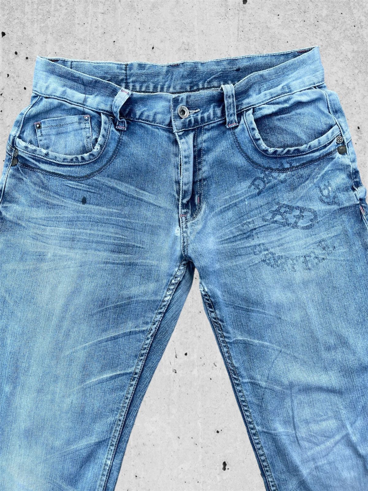 Ed Hardy × Jean 🔥 Ed Hardy Blue Distressed Denim Streetwear W31🔥 Size US 31 - 3 Thumbnail