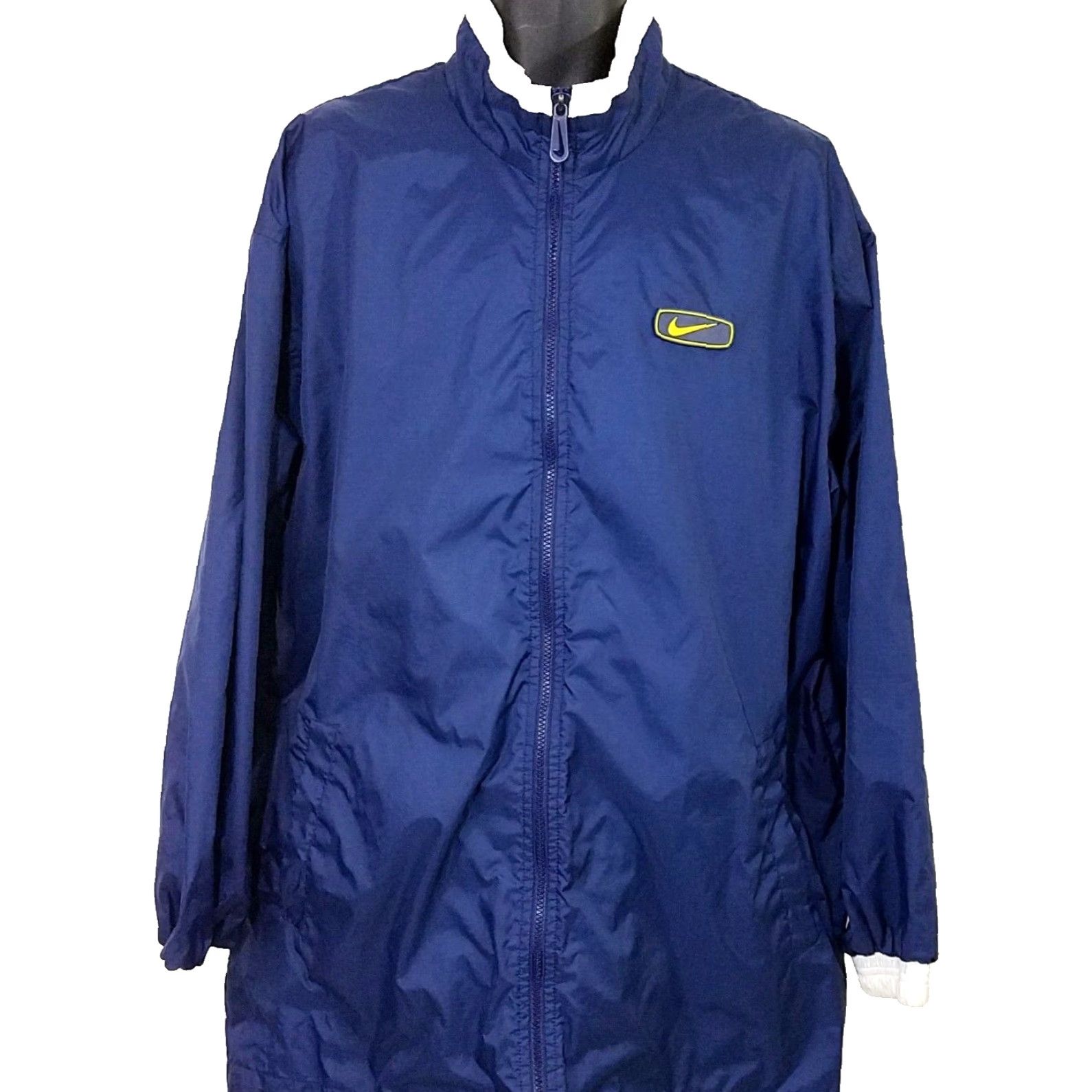Nike VINTAGE Nike Windbreaker Jacket Mens Size Large 90s Racer Racing Stripe Oversize Blue Zip Size US L / EU 52-54 / 3 - 2 Thumbnail
