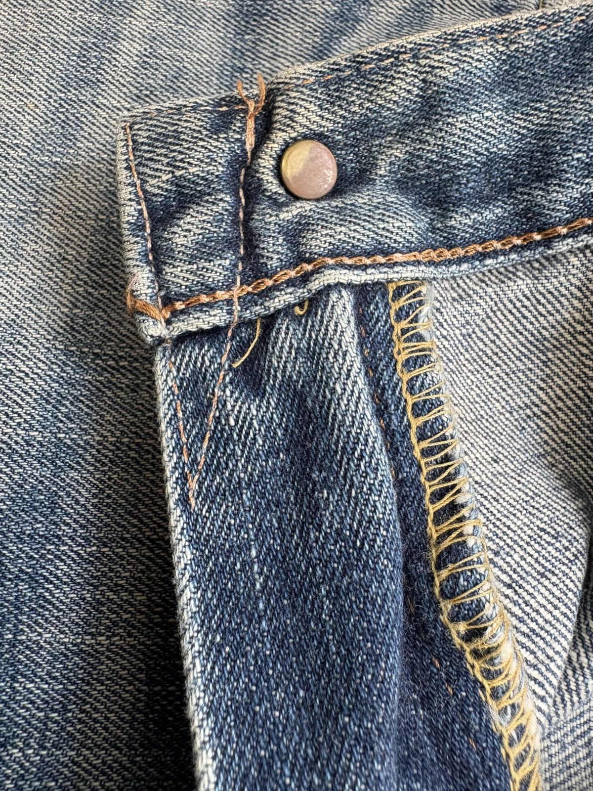 Edwin Edwin 505X Selvedge Orange Tab Distressed Denim Jeans Size US 31 - 18 Thumbnail