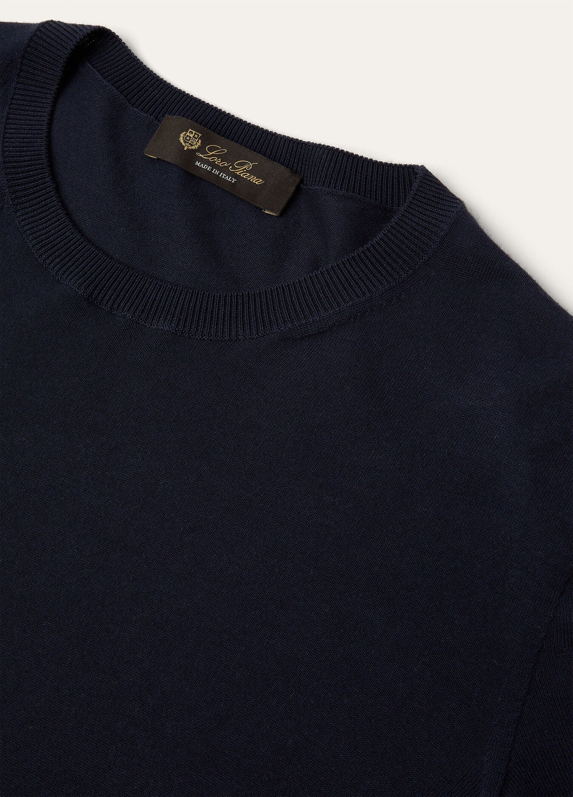 Loro Piana os11x0426 FAM7984 Angera Crewneck T-Shirt in Blue Navy Size M / US 6-8 / IT 42-44 - 7 Thumbnail