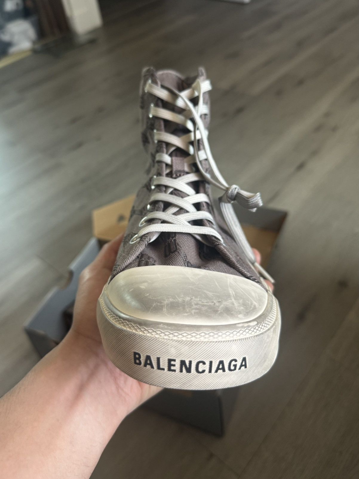 Balenciaga Balenciaga Paris High Top Sneaker Size US 12 / EU 45 - 2 Thumbnail