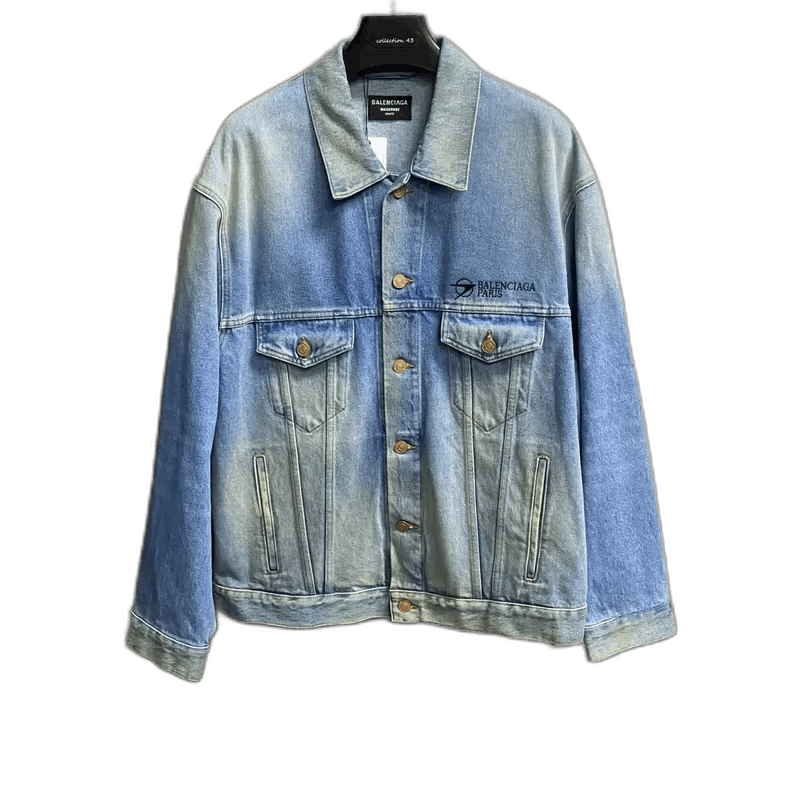 Balenciaga Balenciaga Blue Embroidered Logo Denim Jacket Size US XS / EU 42 / 0 - 1 Thumbnail