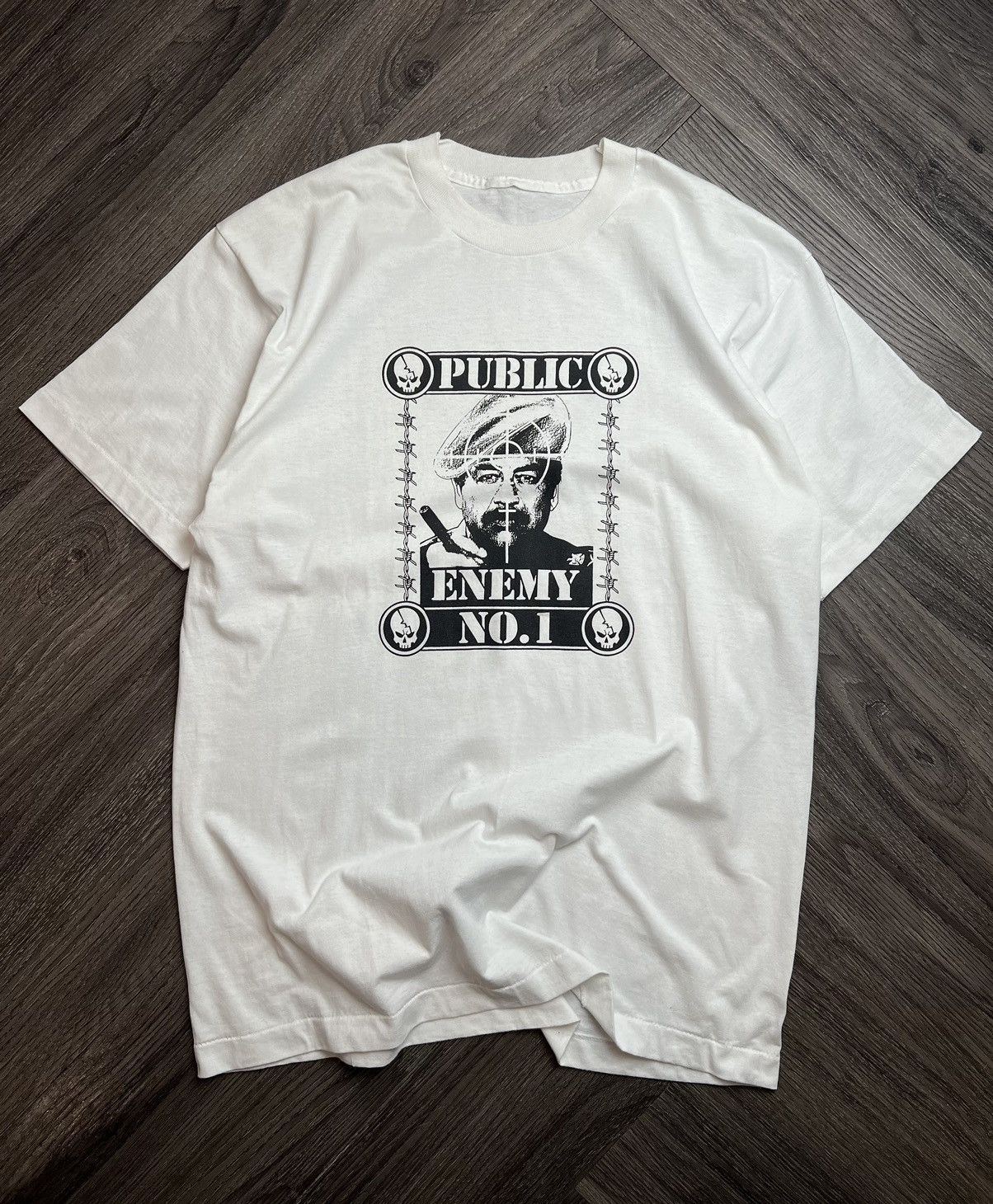 image of Made In USA Vintage 90’S Public Enemy No.1 T-Shirt in White, Men's (Size XL)