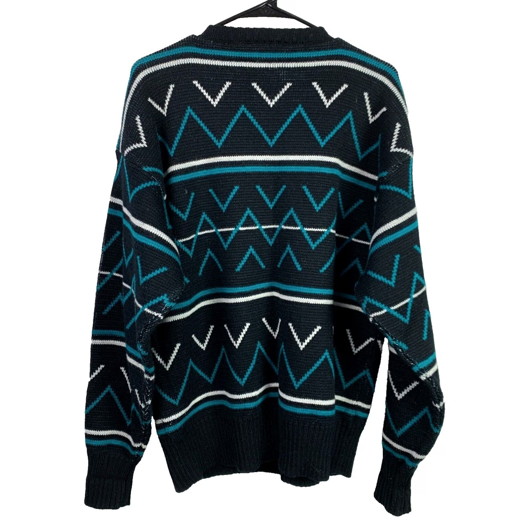 Vintage Vintage Profile Wool Blend Sweater Mens M 1990s Blue Geometric Grunge Indie Sleaze Wool/Acrylic Blend Wool Blend Size US M / EU 48-50 / 2 - 4 Thumbnail