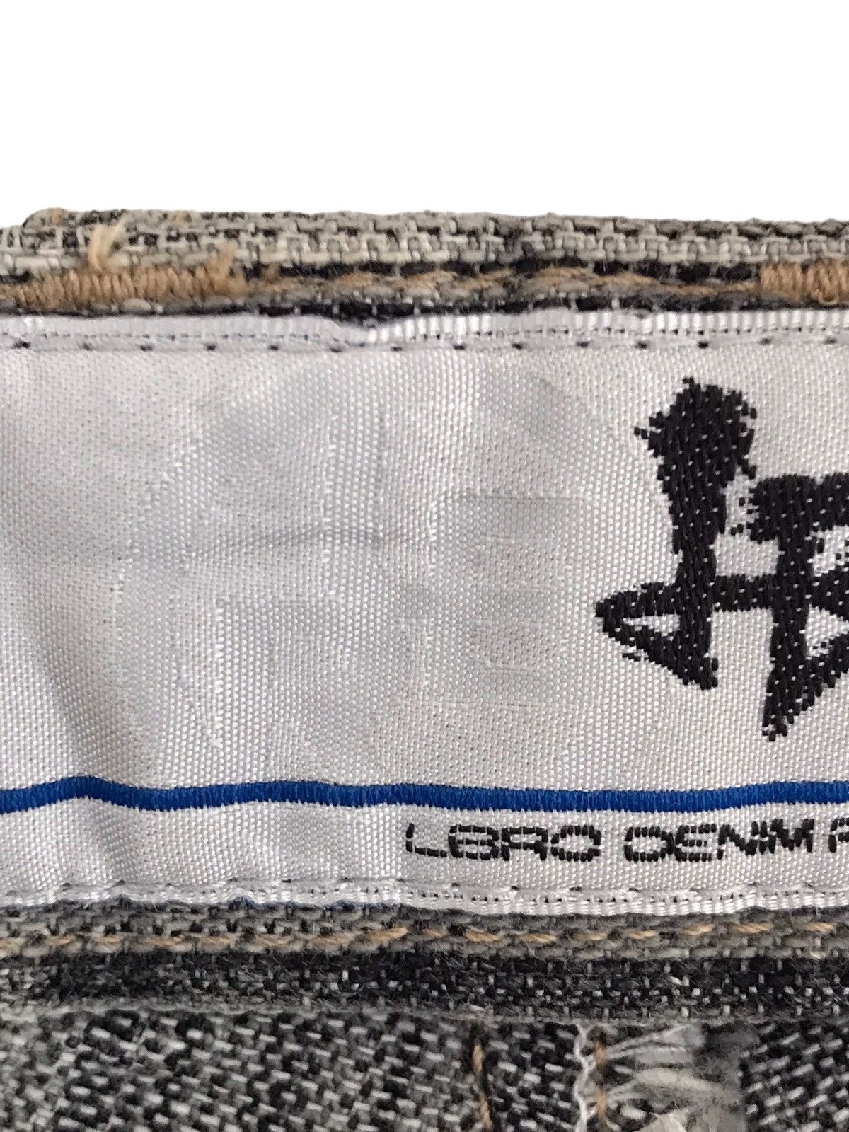Japanese Brand LBRO Denim Products Japan Asymmetrical Striped Baggy Jeans Size US 30 / EU 46 - 9 Thumbnail