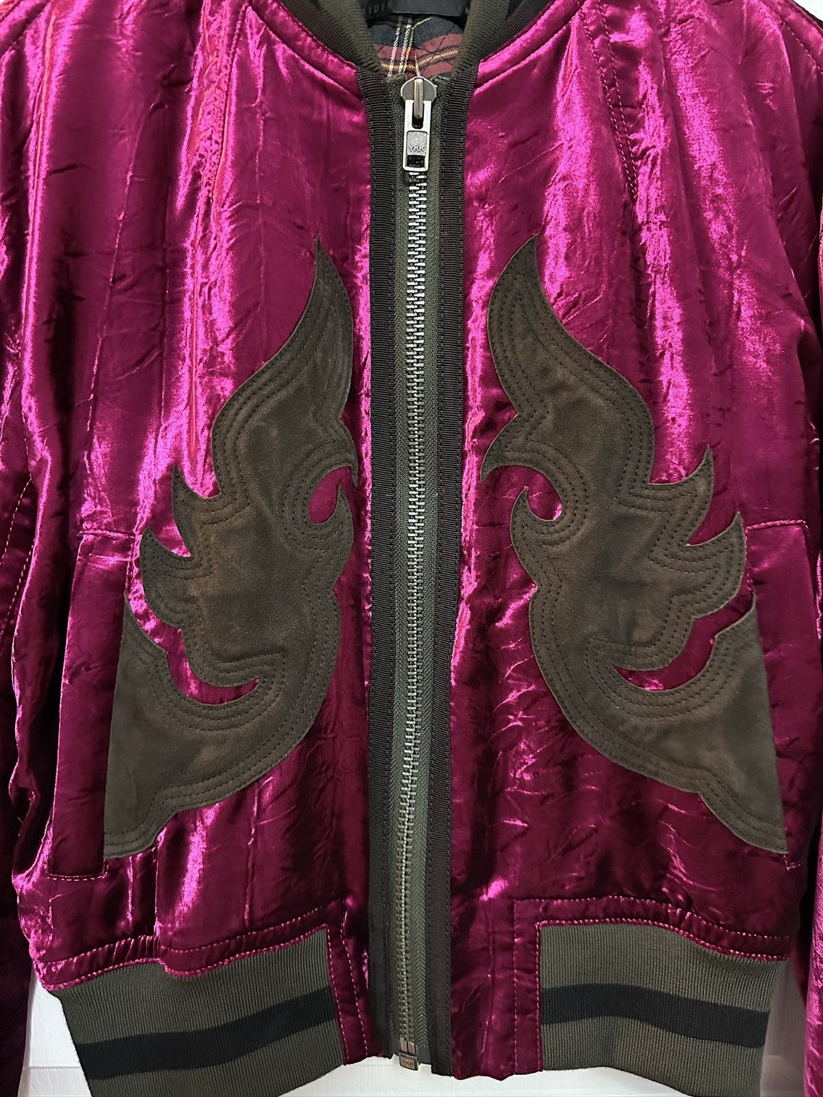 Haider Ackermann Crushed Velvet Cropped Bomber Jacket w/ Suede Appliqués Size US XS / EU 42 / 0 - 2 Thumbnail