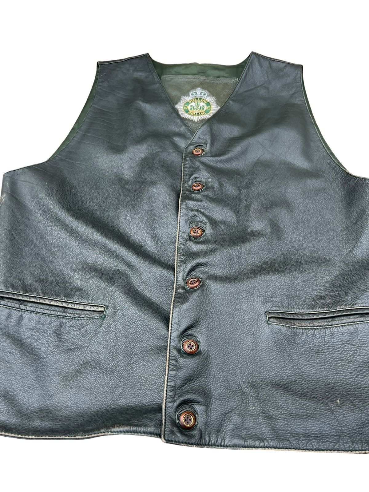 Leather Vintage Pollini Patina Leather Vest Size US L / EU 52-54 / 3 - 9 Thumbnail