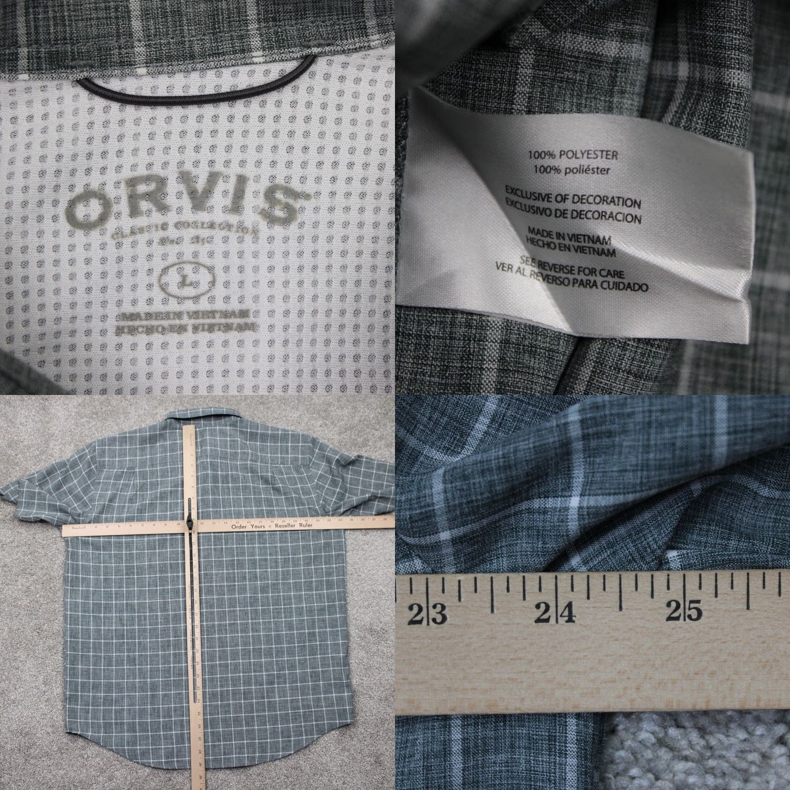 Orvis Orvis Shirt Mens Large Gray Quick Dry Pockets Short Sleeve Polyester Button Up Size US L / EU 52-54 / 3 - 8 Thumbnail