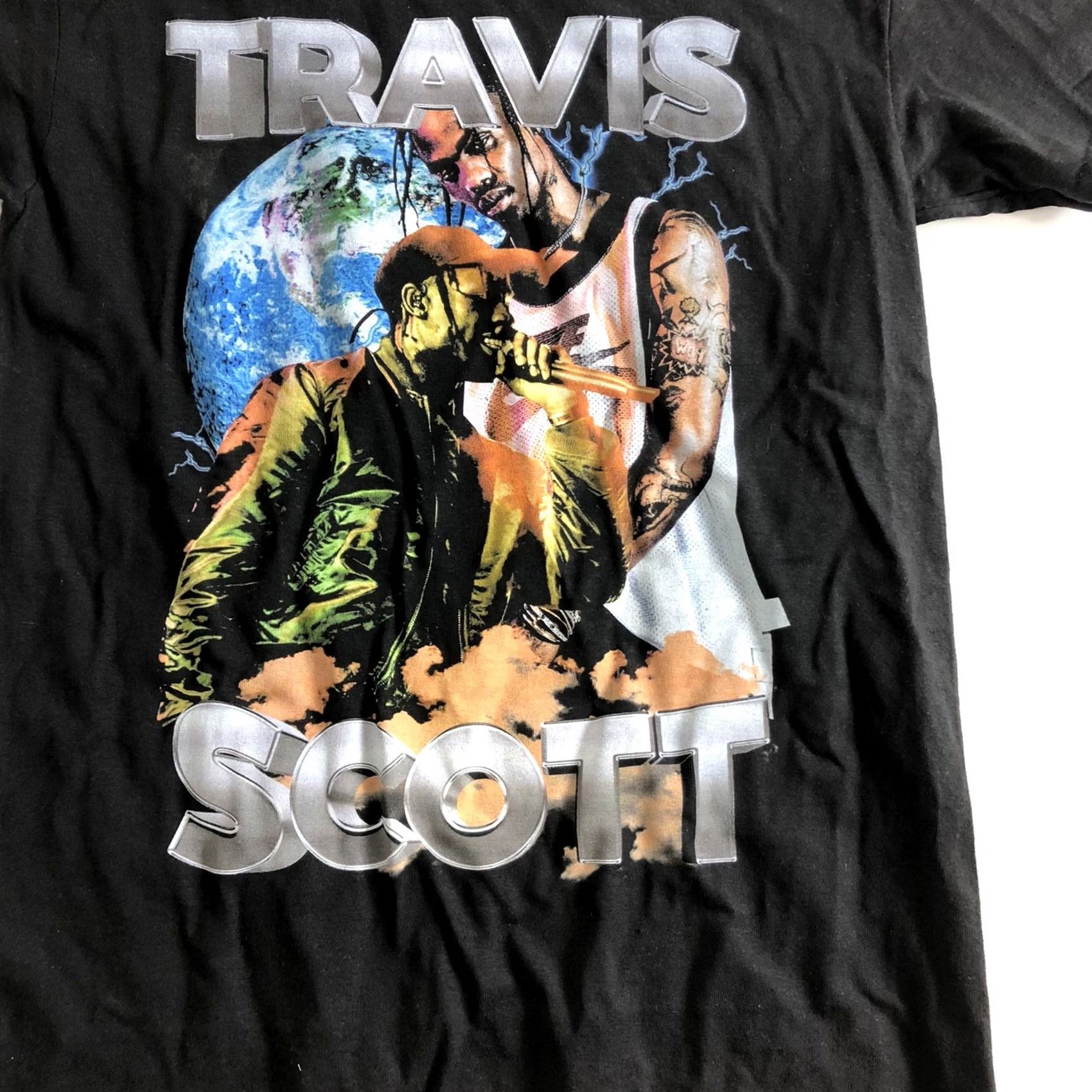 Travis Scott 90s Vintage Black Cotton Rap Tee Graphic Hip Hop Shirt Small Size US S / EU 44-46 / 1 - 2 Thumbnail