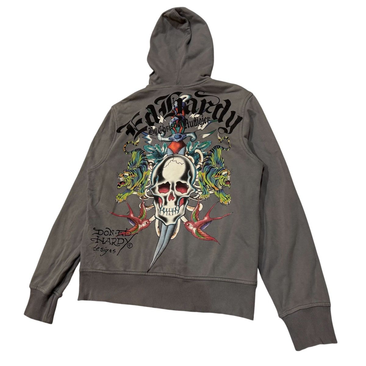 Ed Hardy Vintage Y2K Ed Hardy Skull Tiger Zip Up Hoodie Grey Tattoo Size US L / EU 52-54 / 3 - 2 Thumbnail