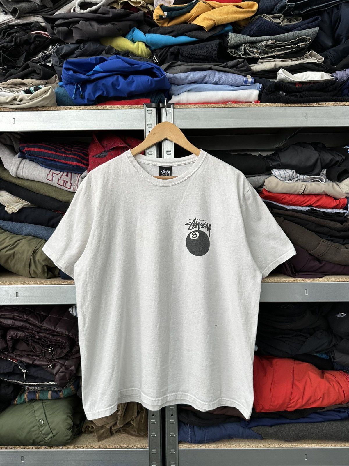 Stussy Y2K Stussy 8Ball Thrashed T-Shirt Big Logo Rare White Tee Size US L / EU 52-54 / 3 - 2 Thumbnail