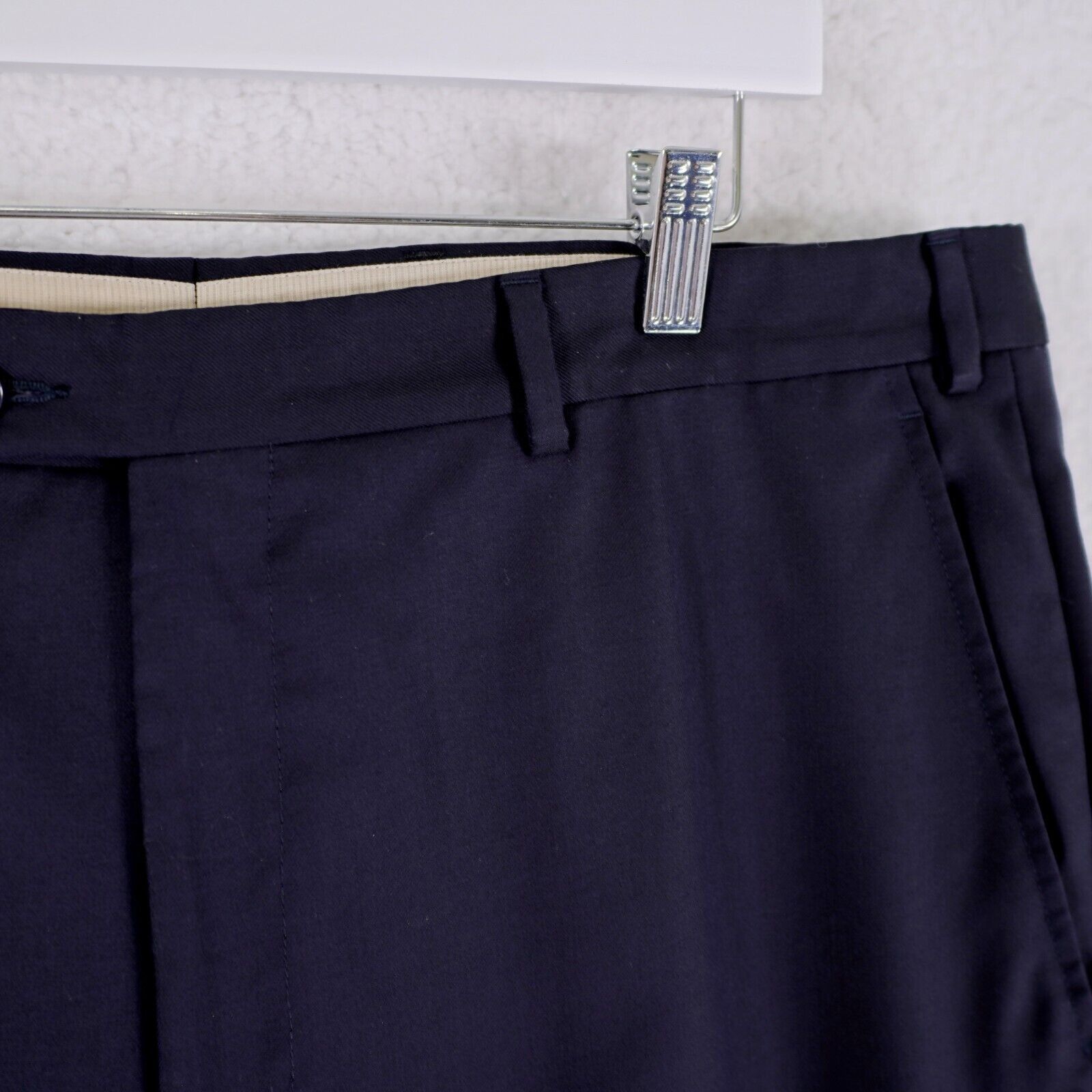 Santorelli Santorelli Luxry Serge Romeo Navy Blue Pleated Mid Rise Dres Size 40L - 3 Thumbnail