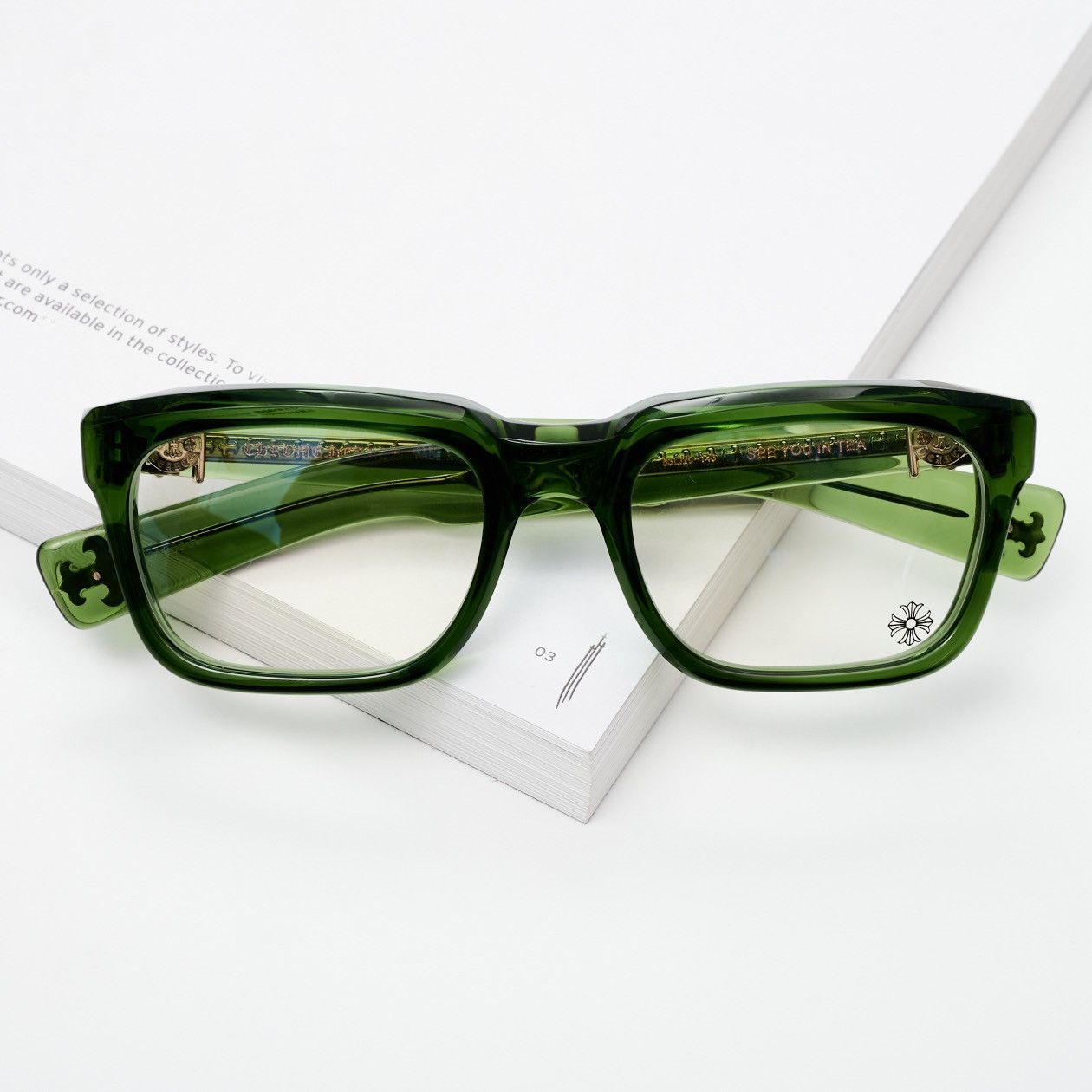 Chrome Hearts CHROME HEARTS SEE YOU IN TEA DARK OLIVE GLASSES Size ONE SIZE - 6 Thumbnail