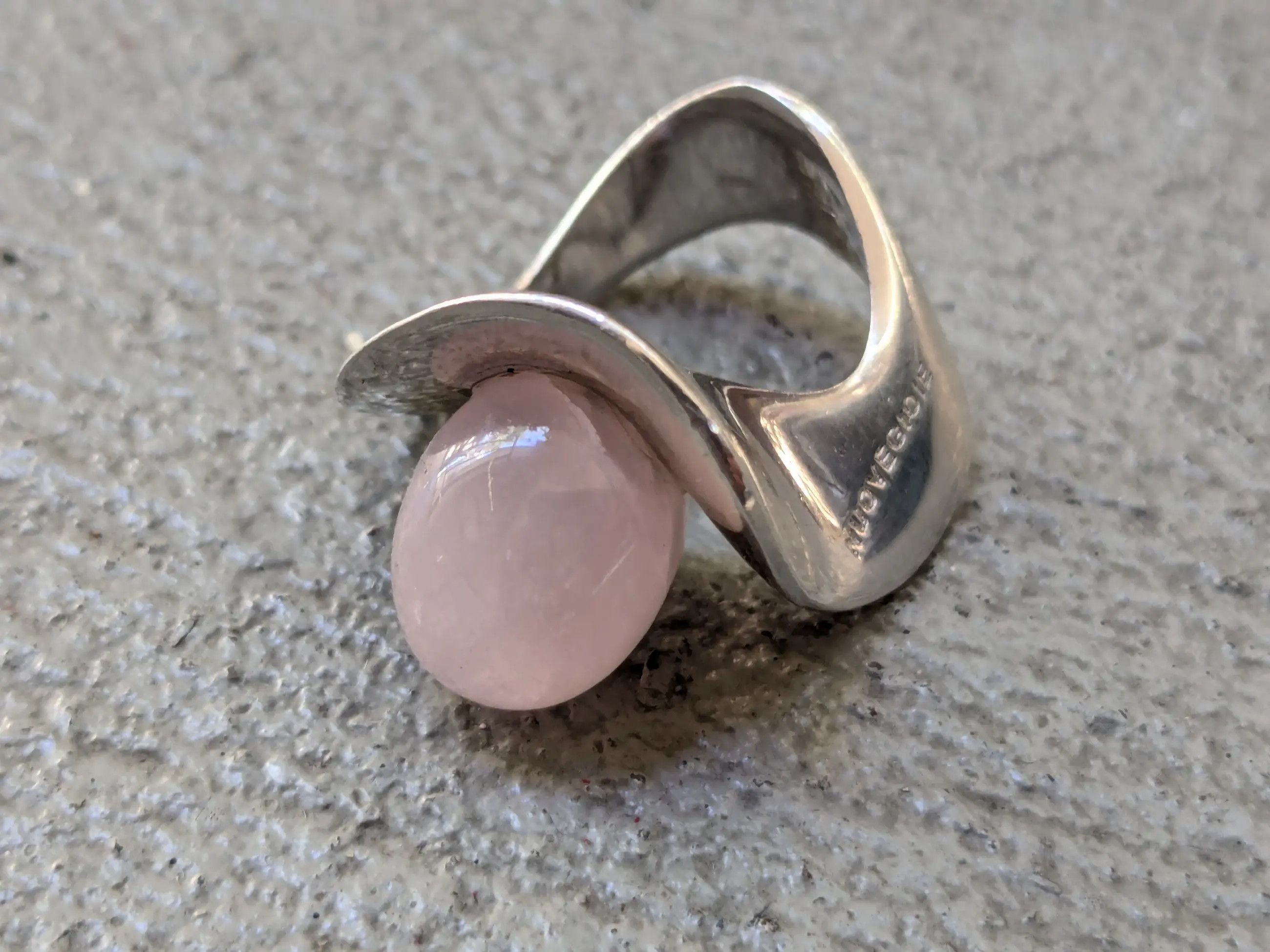 Jewelry Nuovegioie Sterling Silver Ring 6.5 Rose Quartz Abstract Size ONE SIZE - 9 Thumbnail