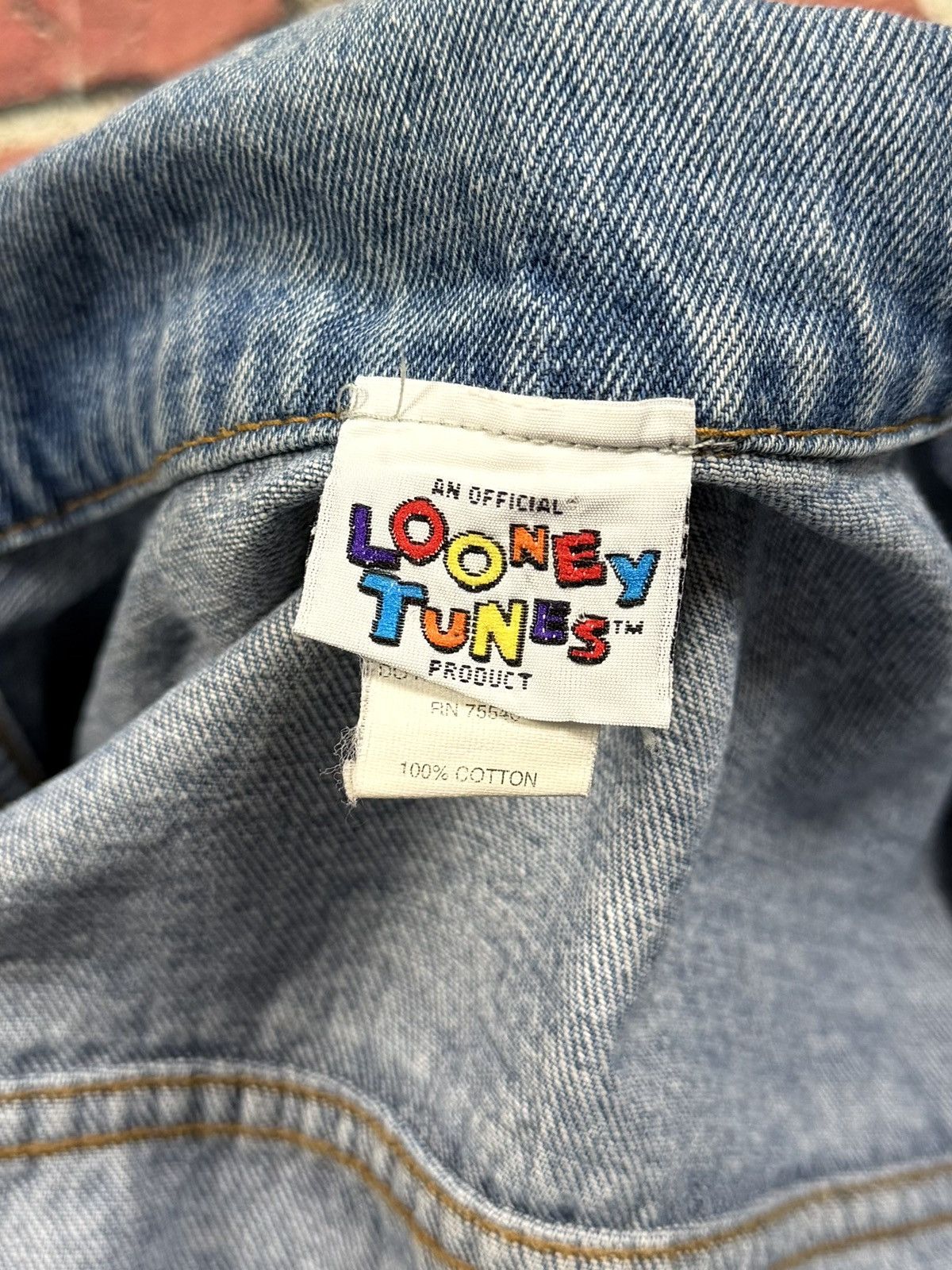 Warner Bros Vintage Looney Tunes Blue Denim Trucker Jacket Tweety Bugs Size US M / EU 48-50 / 2 - 9 Thumbnail