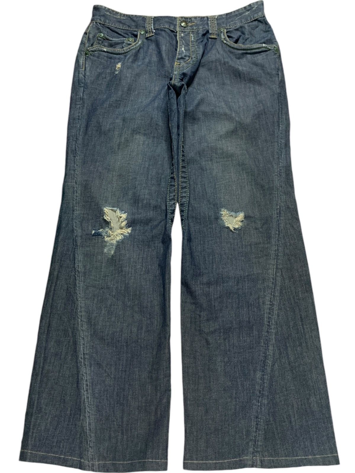 Japanese Brand × Tornado Mart Vintage Japanese Brand Button Fly Distressed Bootcut Jeans Size US 34 / EU 50 - 1 Thumbnail