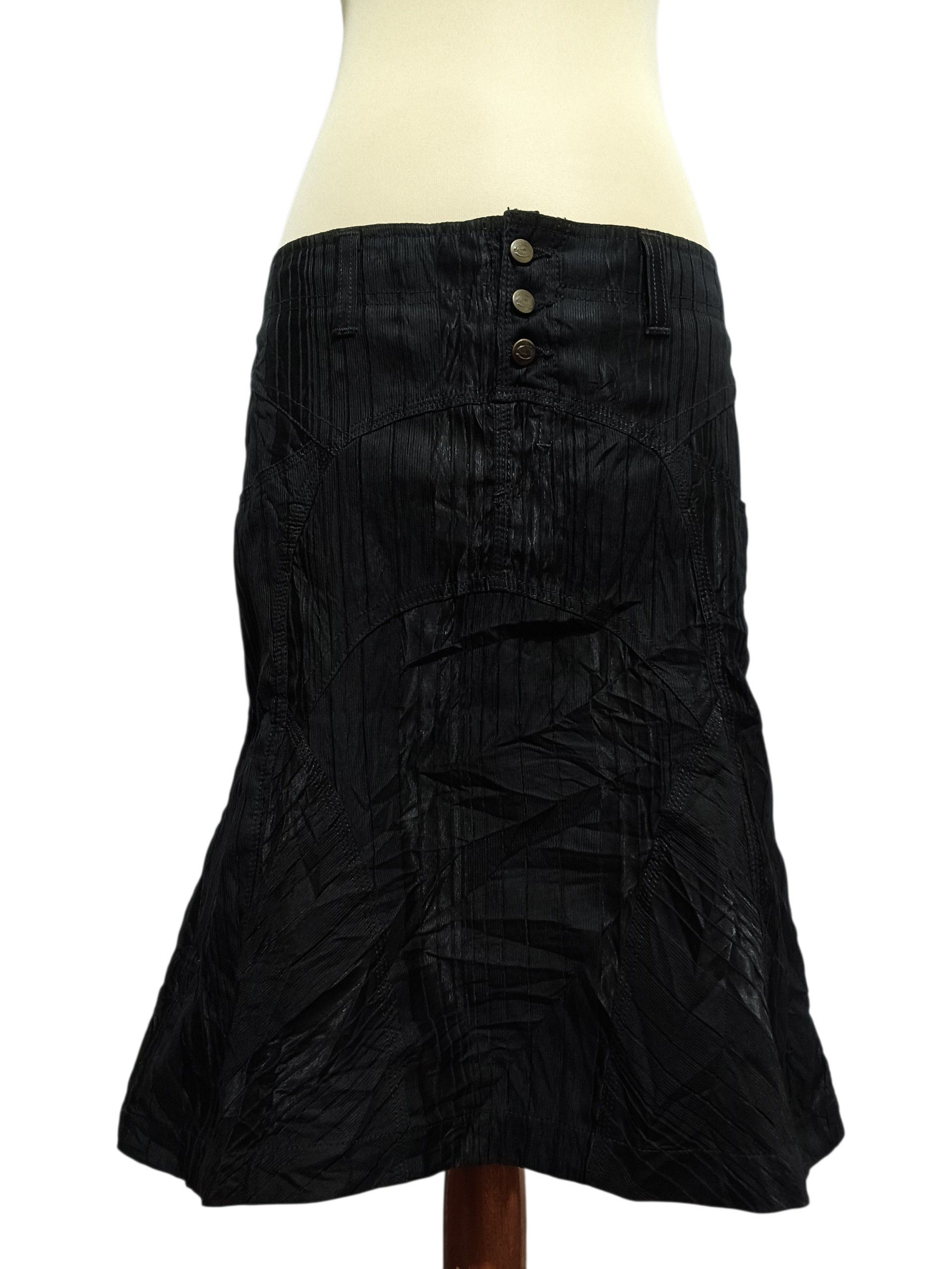 Just Cavalli Just Cavalli Gothic and Punk Crinkle Panel Midi Skirt Dark Size 30" / US 8 / IT 44 - 3 Thumbnail