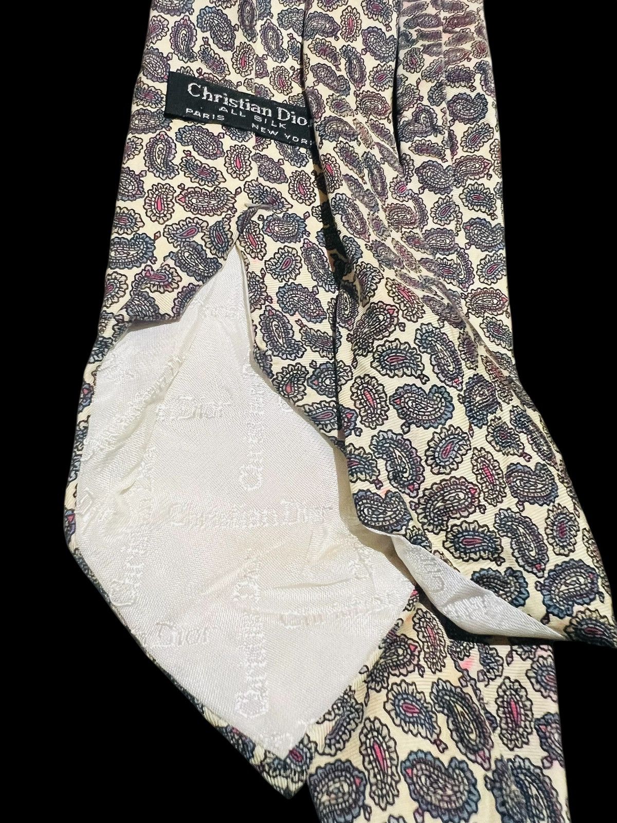 Christian Dior Monsieur Christian Dior Monsieur Paisley Silk Tie Beige Made in USA Size ONE SIZE - 5 Thumbnail