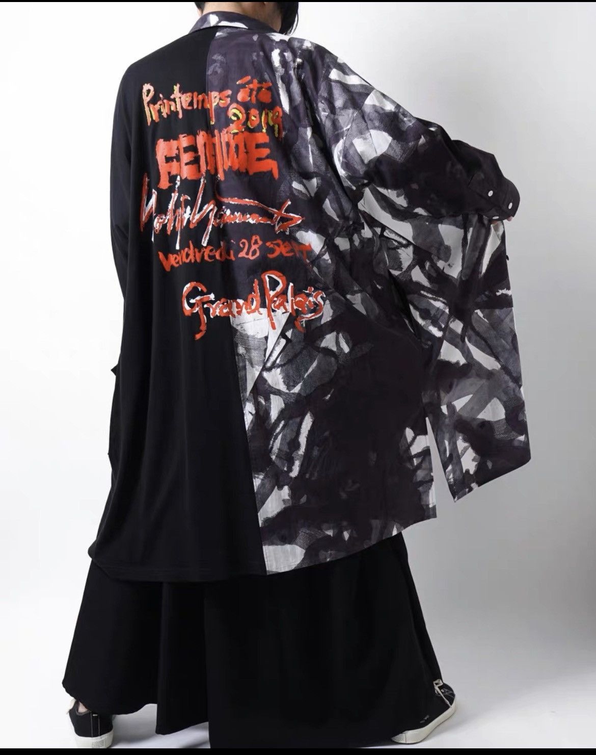 Yohji Yamamoto Yohji Yamamoto Black Scandal 19ss Printed Long Shirt-2505 Size US L / EU 52-54 / 3 - 2 Thumbnail