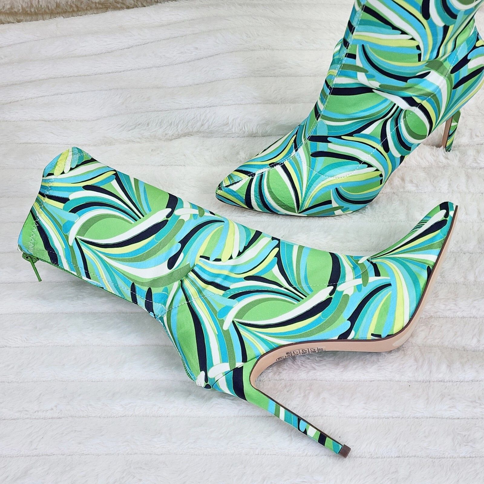 Other Odin Crazy Wild Color Pattern High Heel Stretch Fabric Ankle Size US 9 / IT 39 - 6 Thumbnail