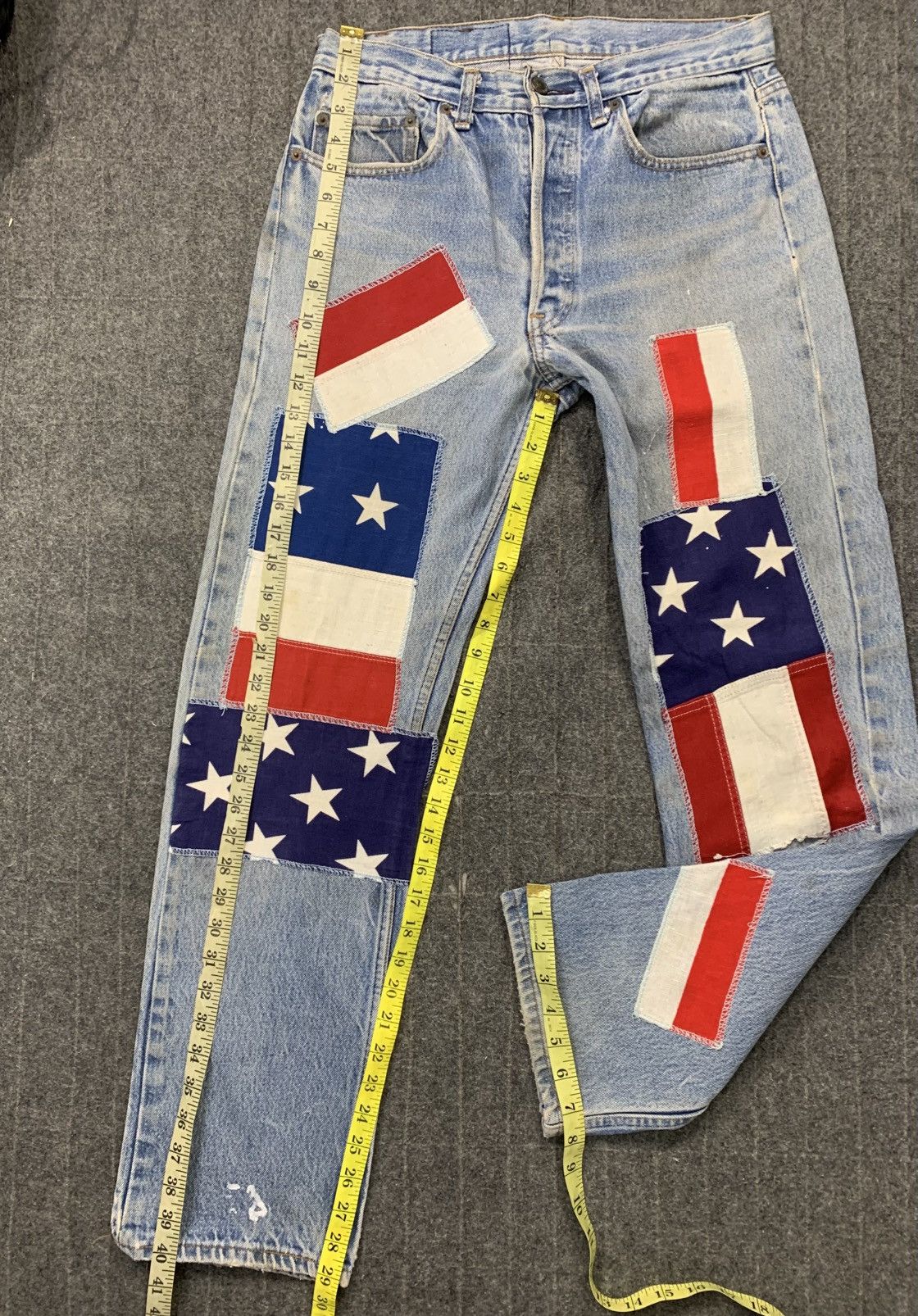 Levi's Levis Strauss Lot 501 Patchwork Indigo Denim Straight Cut Size US 30 / EU 46 - 14 Thumbnail