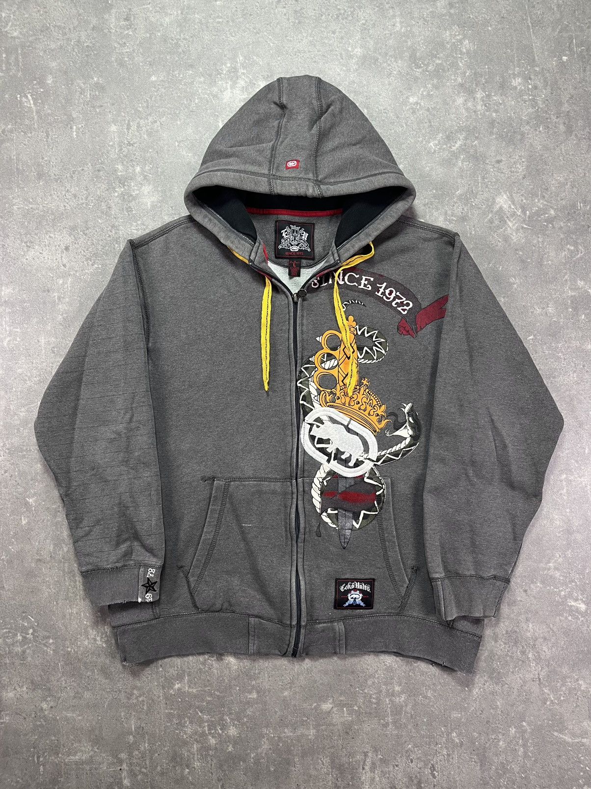 Ecko Unltd. Ecko Unltd Multilogo Embroidered Baggy Faded Zip Hoodie L XL Size US L / EU 52-54 / 3 - 1 Thumbnail