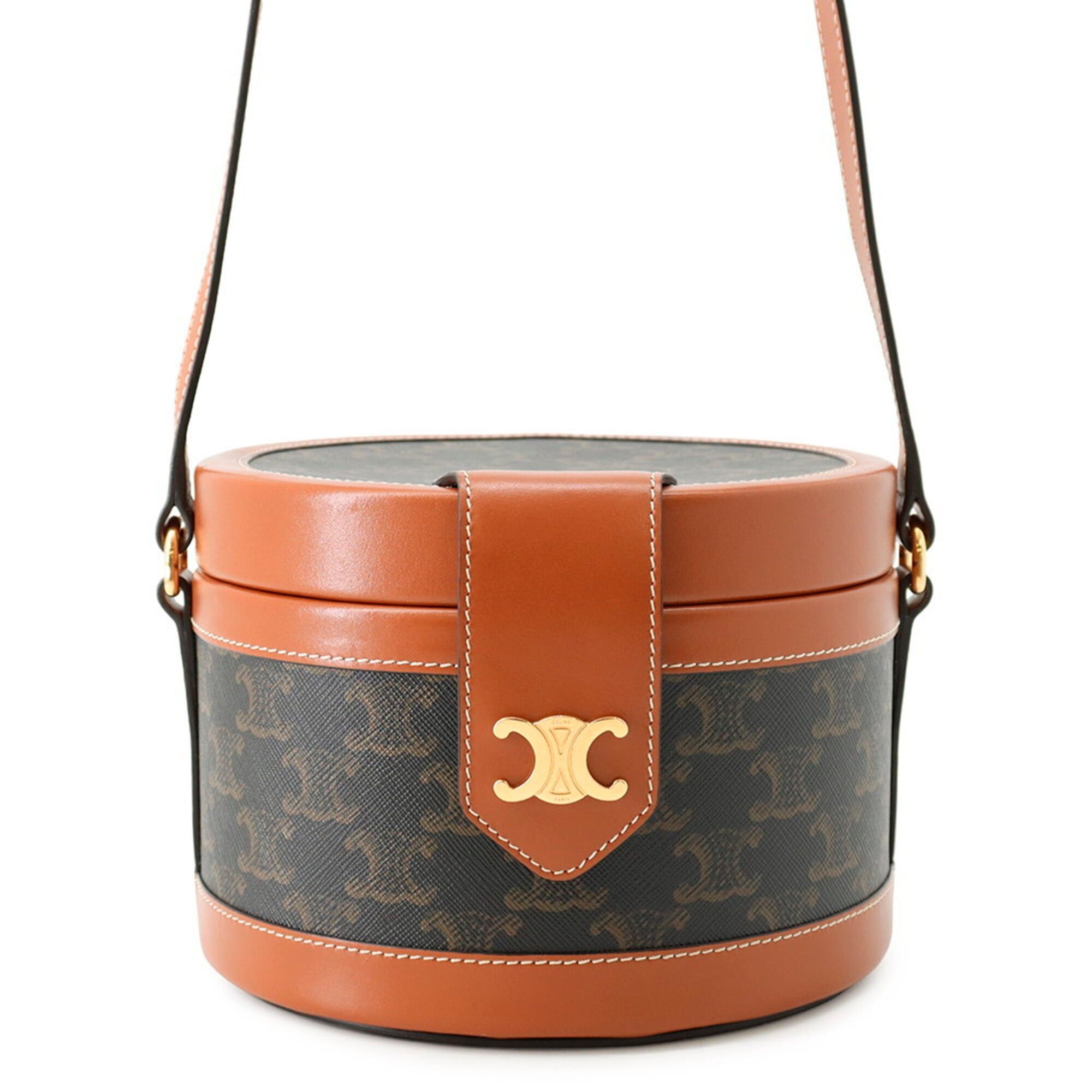 Celine Celine shoulder bag Triomphe Tambour medium leather 195192 CELINE handbag women's Size ONE SIZE - 1 Thumbnail