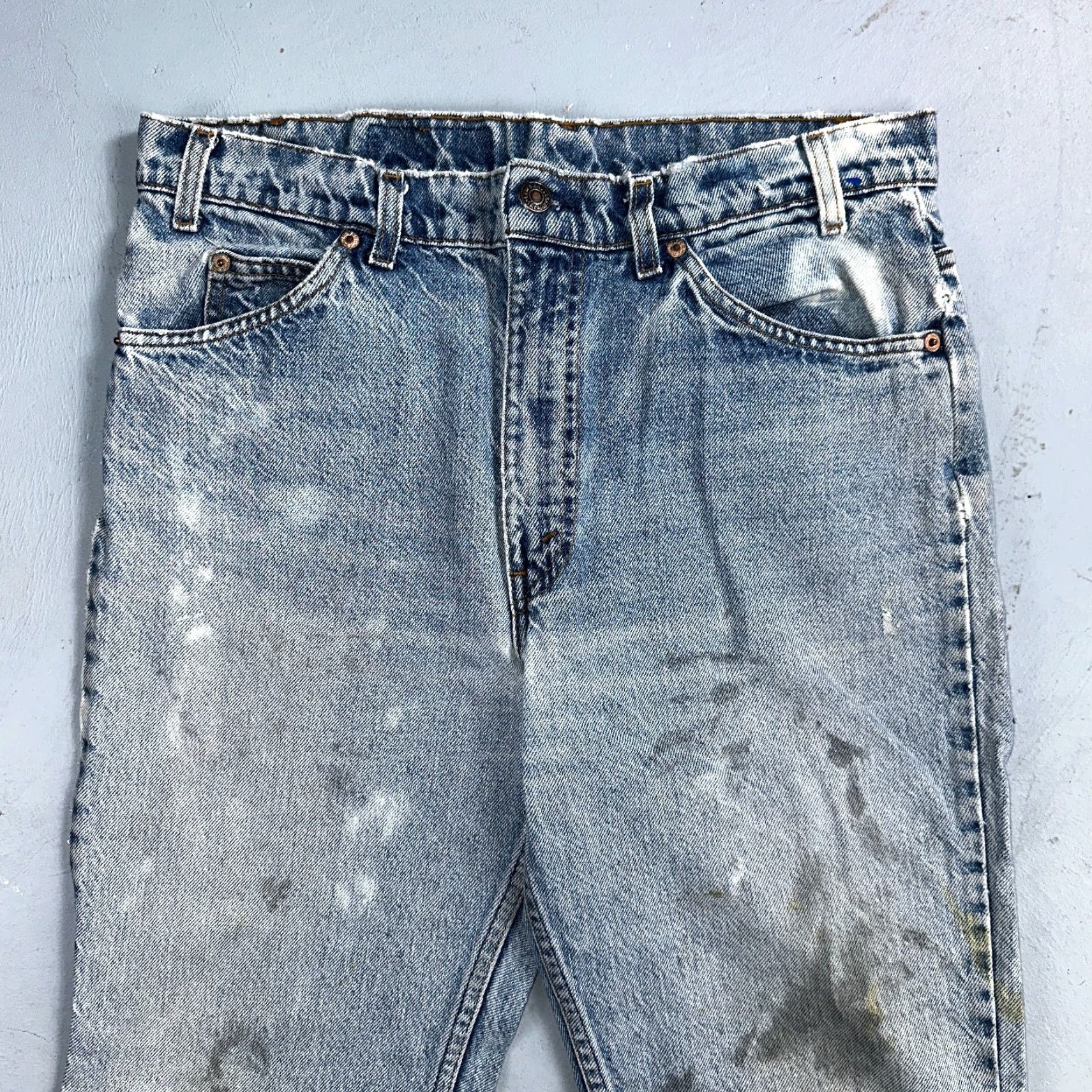 Levi's VINTAGE Levis 517 Jeans Bootcut Flare Blue Worn USA Orange Tab 90s Act 33x31 Size US 33 - 2 Thumbnail