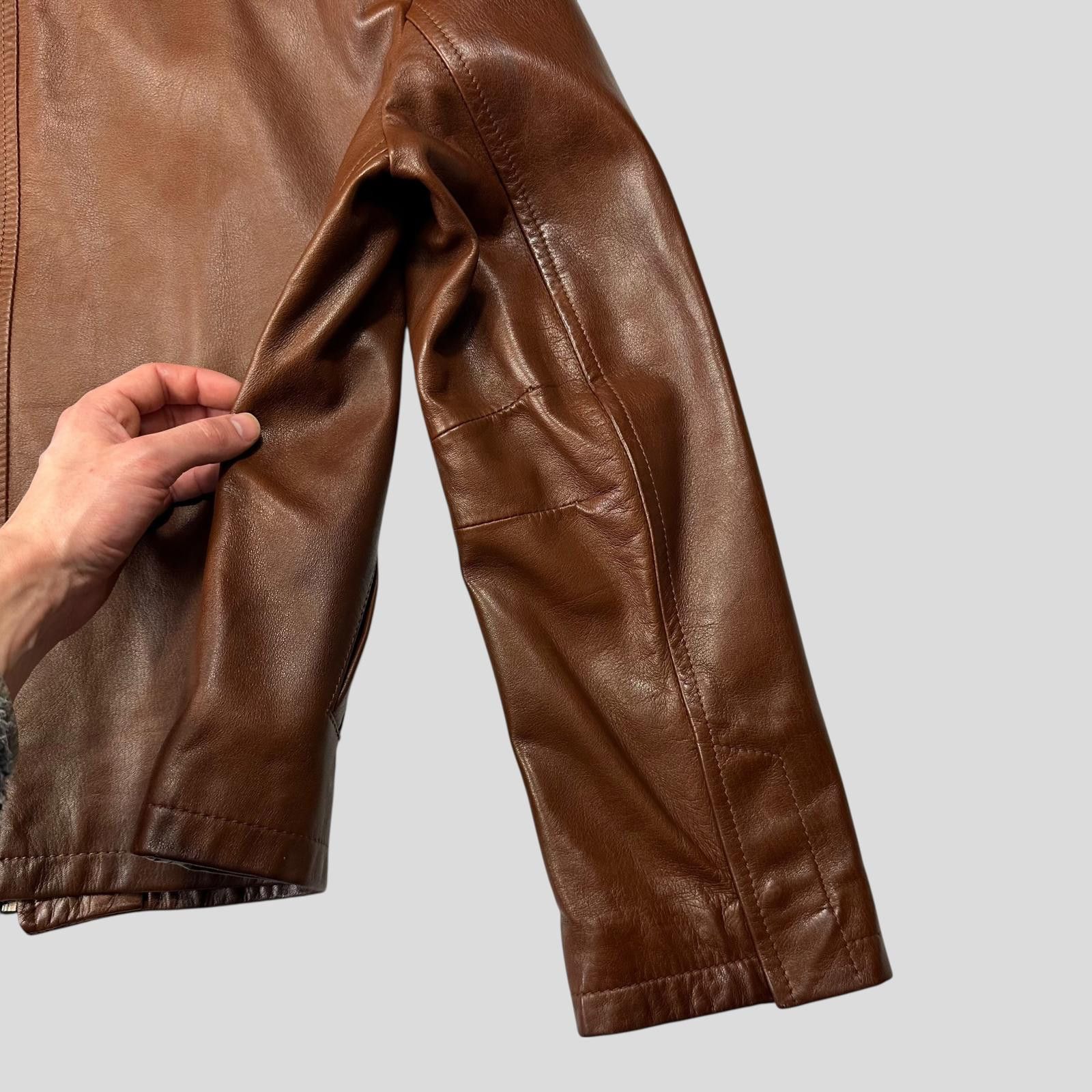 Prada Prada Milano FW98 Whiskey Leather Lined Zip Work Jacket IT50 Size US L / EU 52-54 / 3 - 12 Thumbnail
