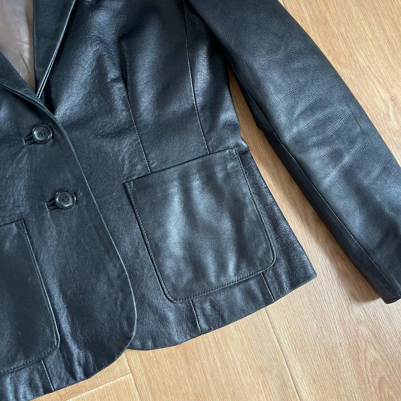 Leather × Vintage Vintage 90's Women Leather Blazer Jacket in Black Size S / US 4 / IT 40 - 5 Thumbnail